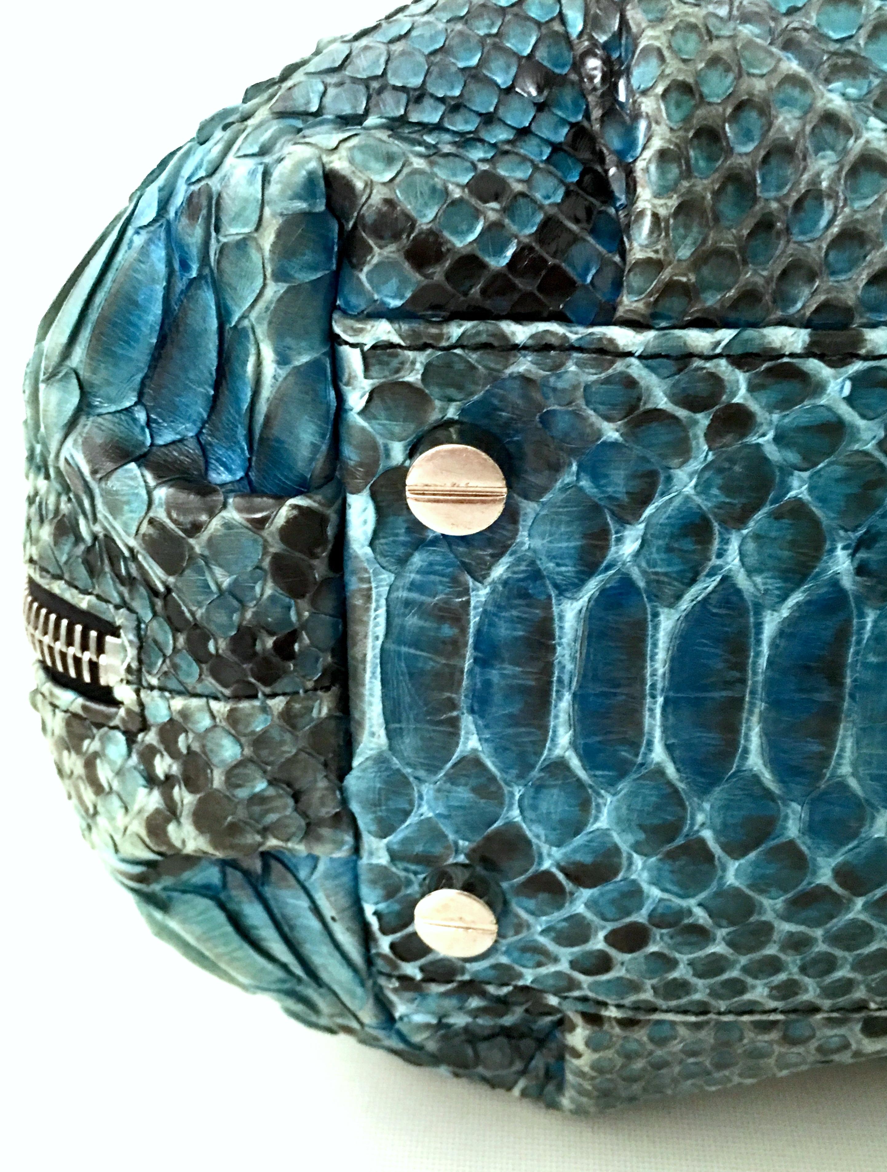 21st Century Michael Kors Blue Python Leather & Chrome 