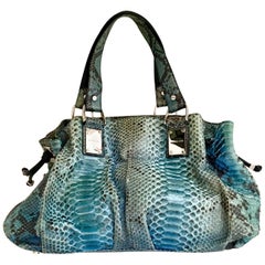 21st Century Michael Kors Blue Python Leather & Chrome "Rehearsal"  Hand Bag