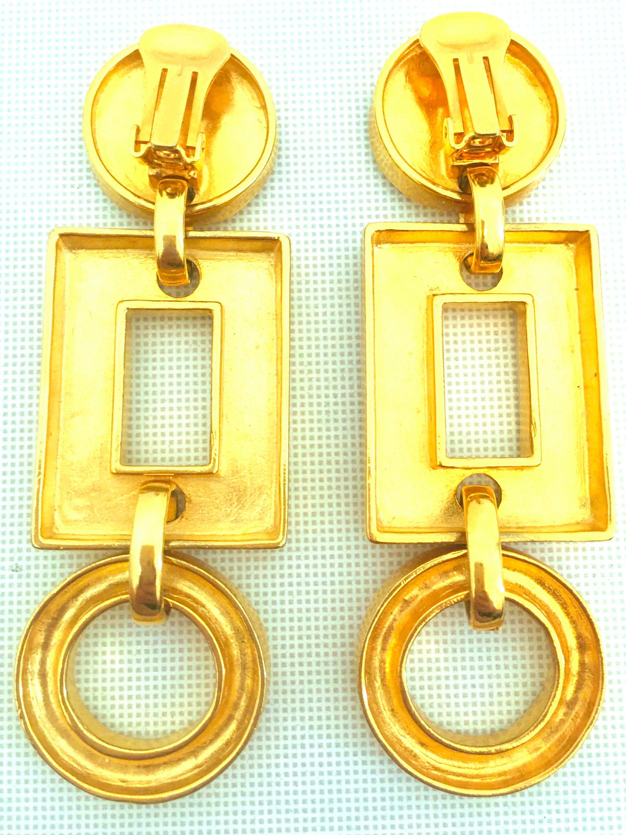 21st Century Michael Kors Gold Plate Monumental Pair Of Dangle Earrings For Sale 5