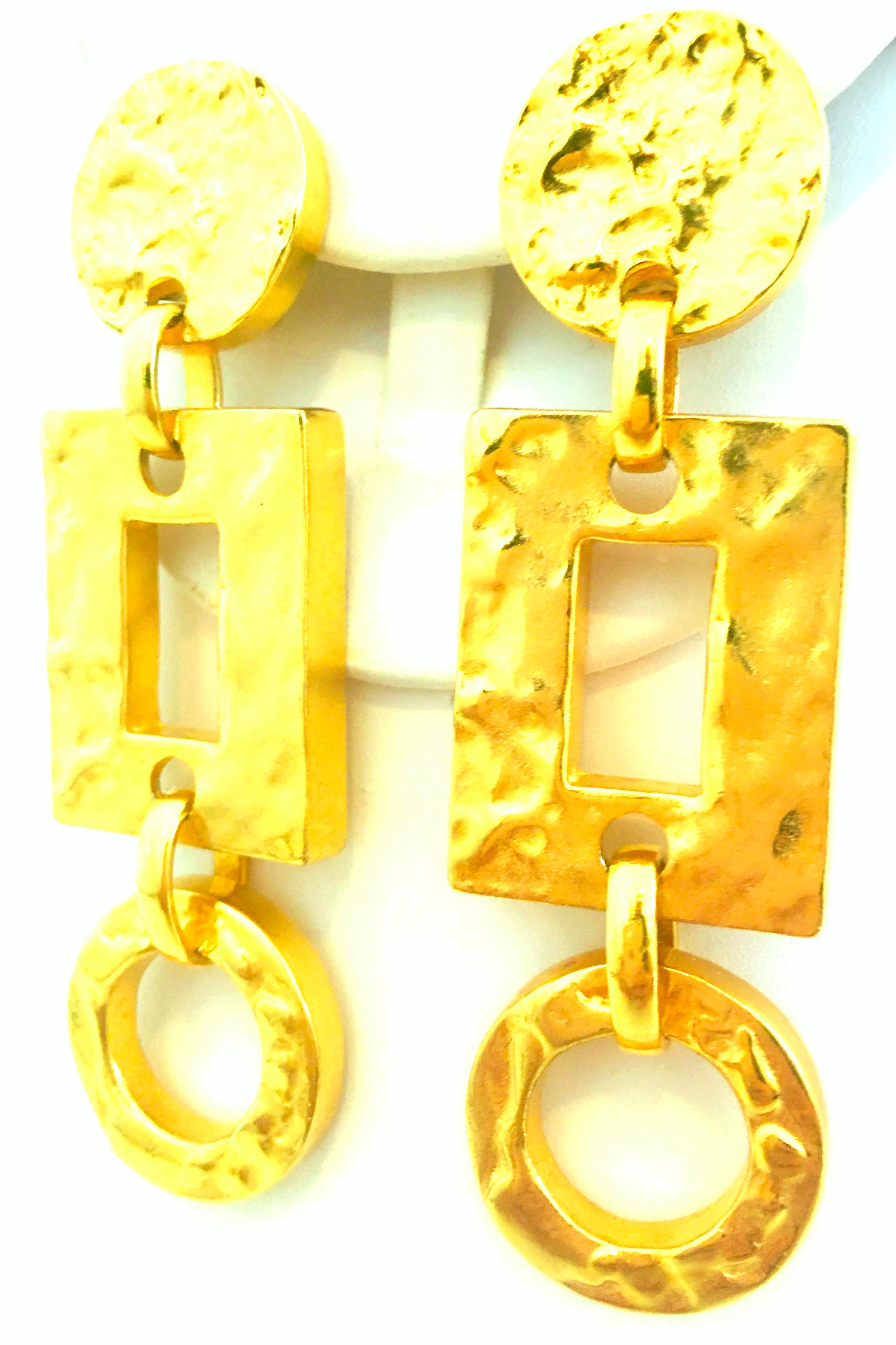 Modern 21st Century Michael Kors Gold Plate Monumental Pair Of Dangle Earrings For Sale