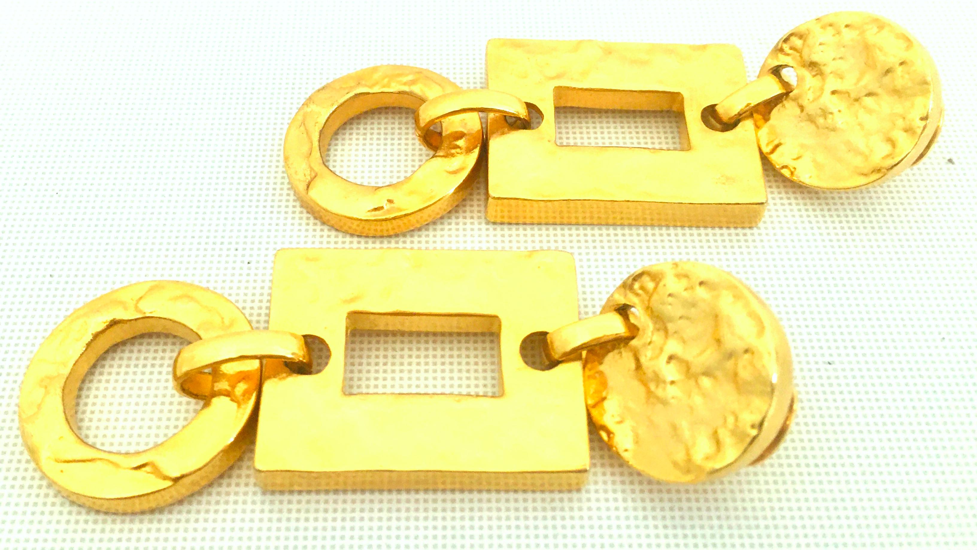 Modern 21st Century Michael Kors Gold Plate Monumental Pair Of Dangle Earrings For Sale