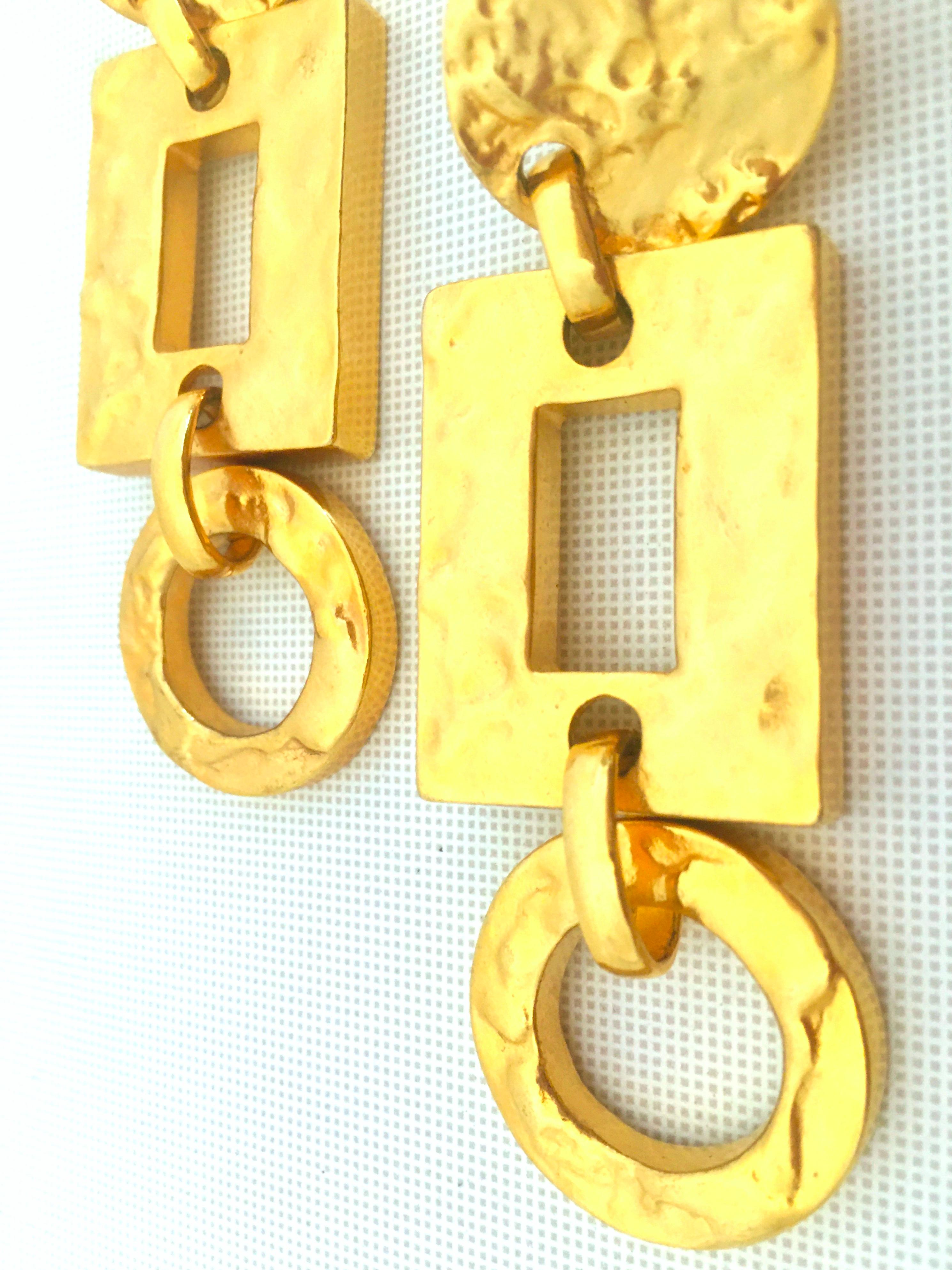 Women's or Men's 21st Century Michael Kors Gold Plate Monumental Pair Of Dangle Earrings For Sale