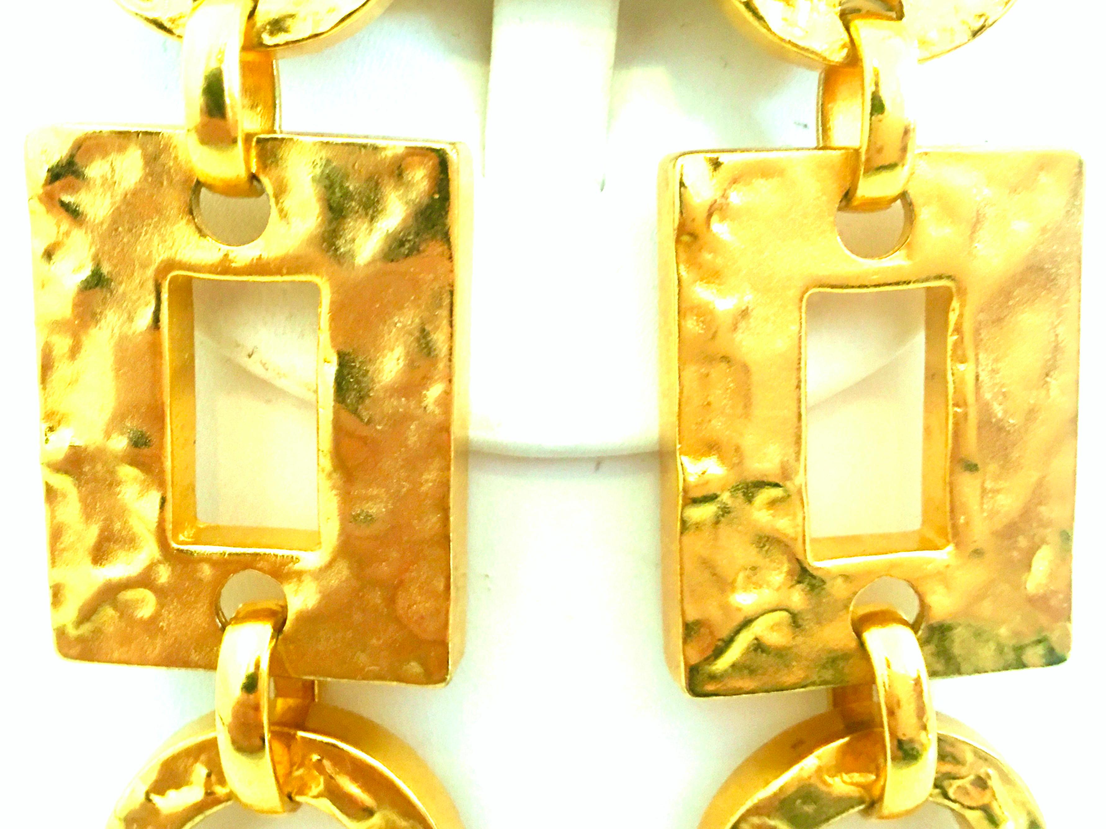 Women's or Men's 21st Century Michael Kors Gold Plate Monumental Pair Of Dangle Earrings For Sale