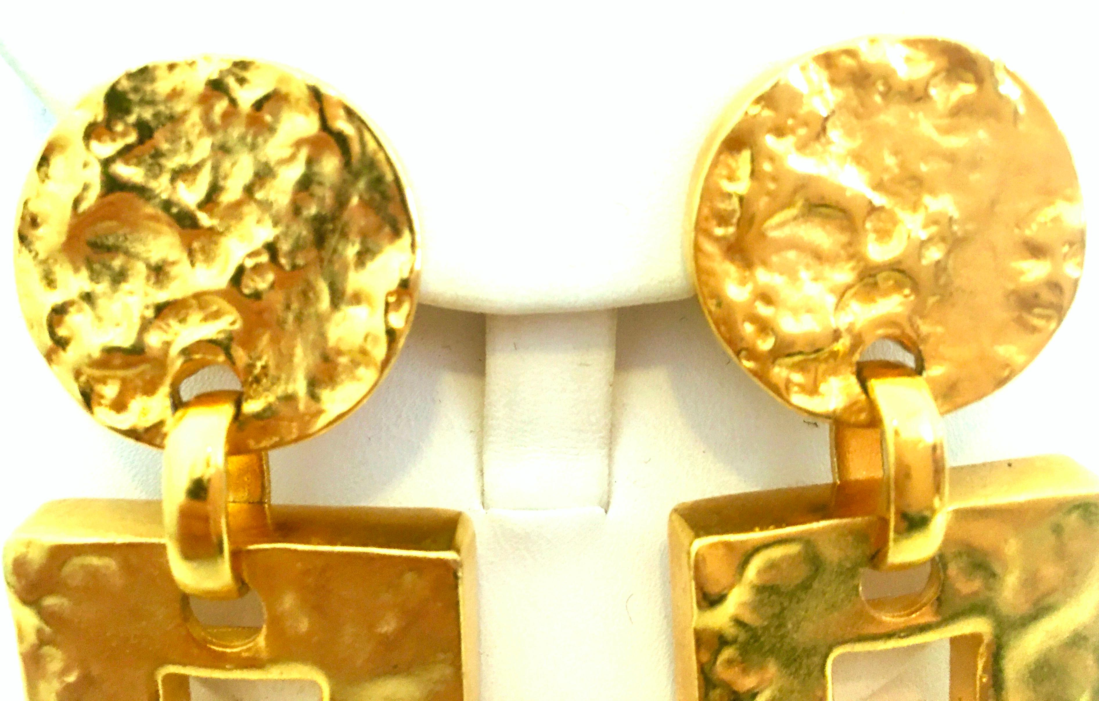 21st Century Michael Kors Gold Plate Monumental Pair Of Dangle Earrings For Sale 1