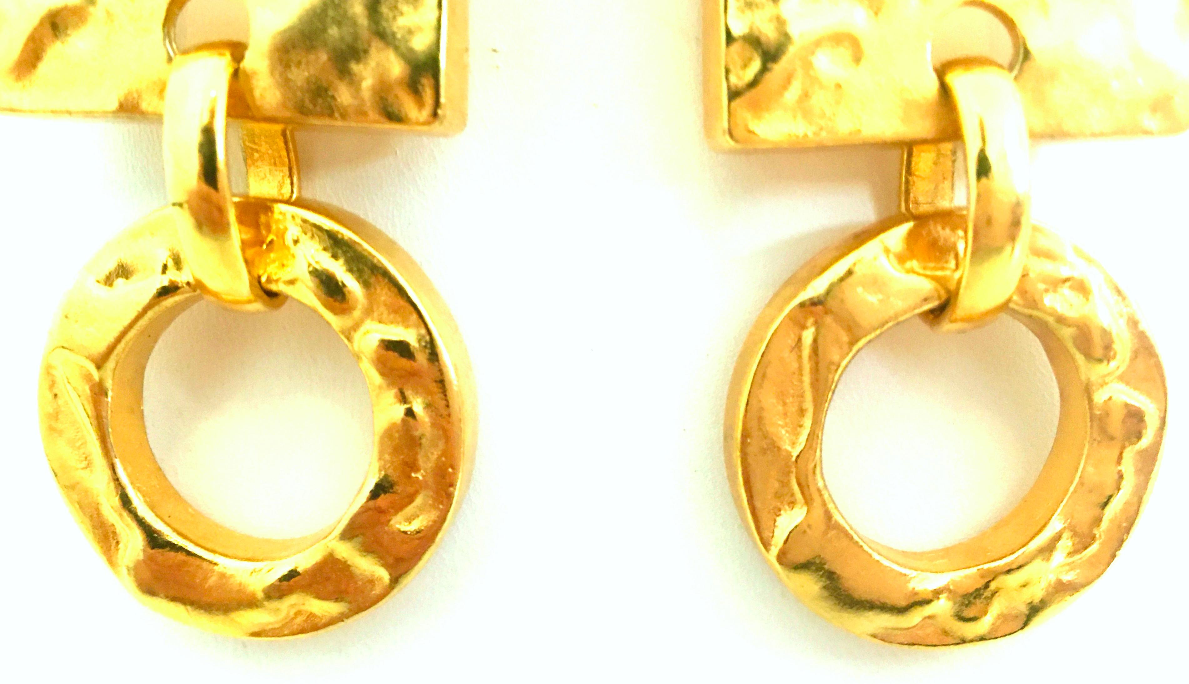 21st Century Michael Kors Gold Plate Monumental Pair Of Dangle Earrings For Sale 3