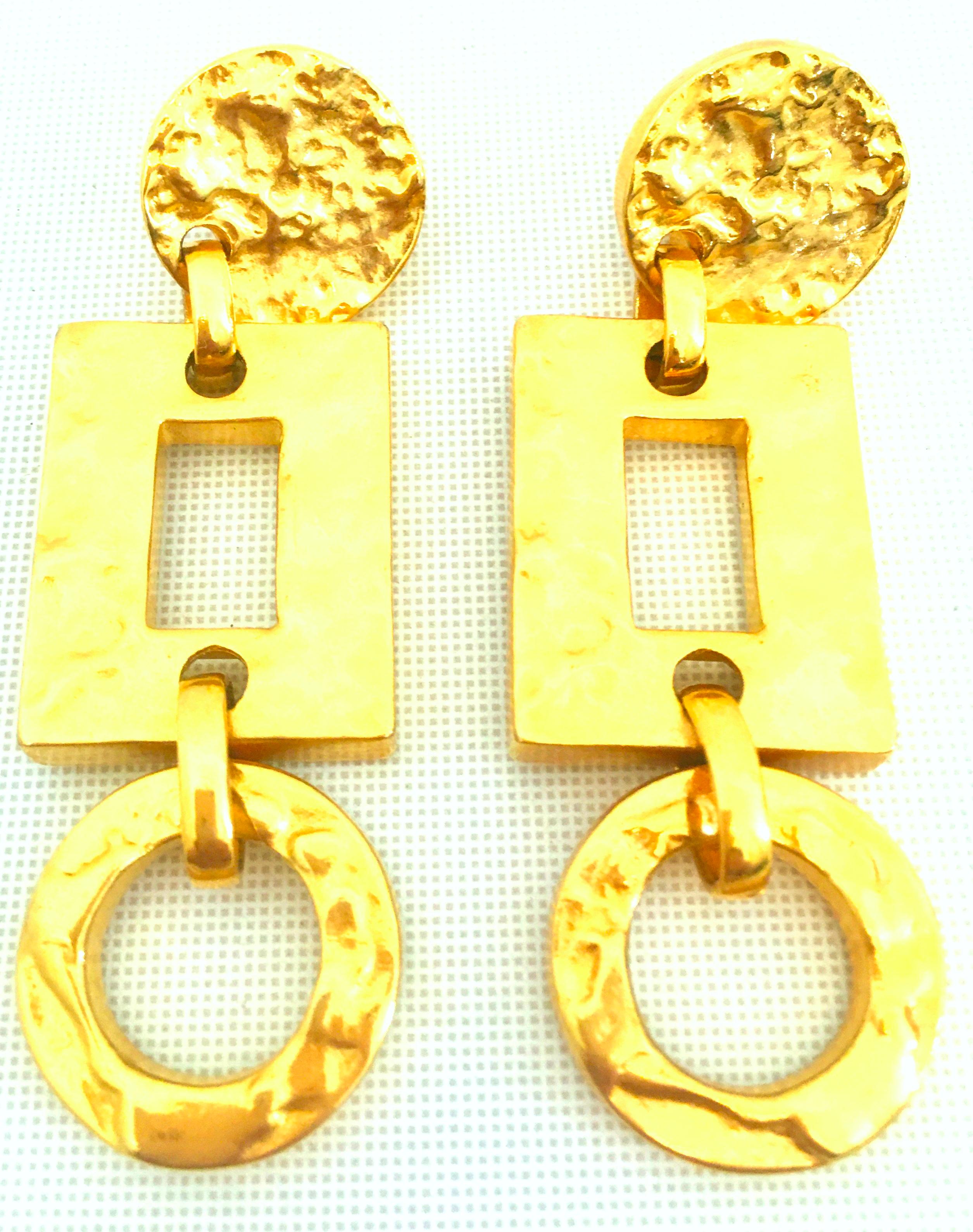 21st Century Michael Kors Gold Plate Monumental Pair Of Dangle Earrings For Sale 4