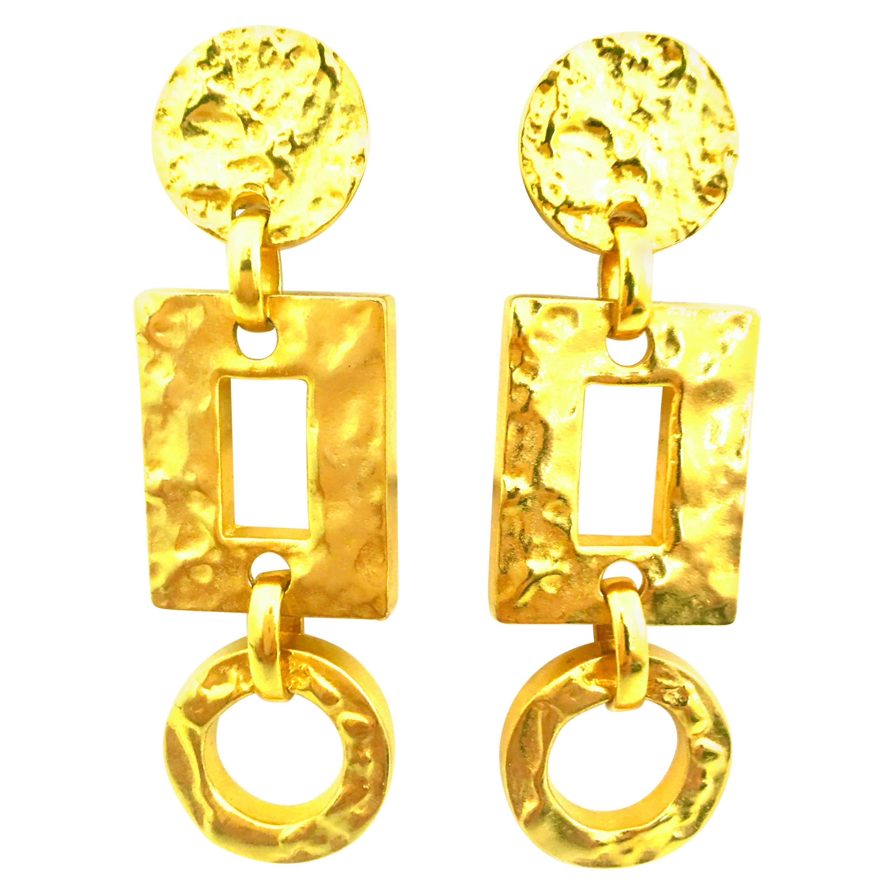 21st Century Michael Kors Gold Plate Monumental Pair Of Dangle Earrings For Sale