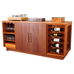 21st Century Mid-Century Modern Inspired Sapele Sideboard Wine & Liquor Cabinet 