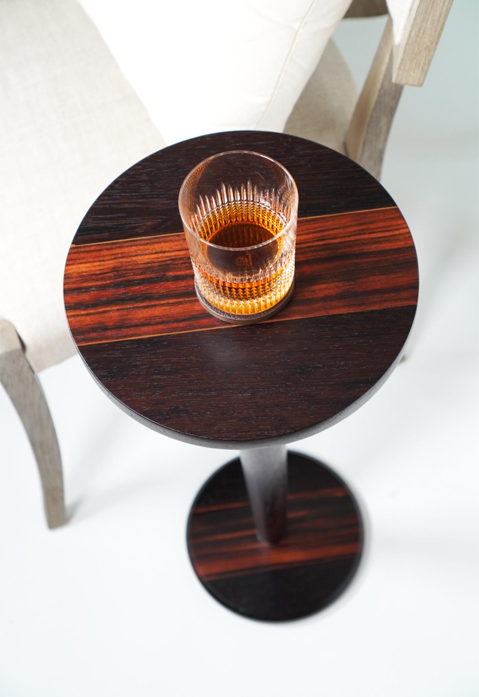 American 21st Century Mid-Century Modern Inspired Wenge and Macassar Ebony Cocktail Table For Sale