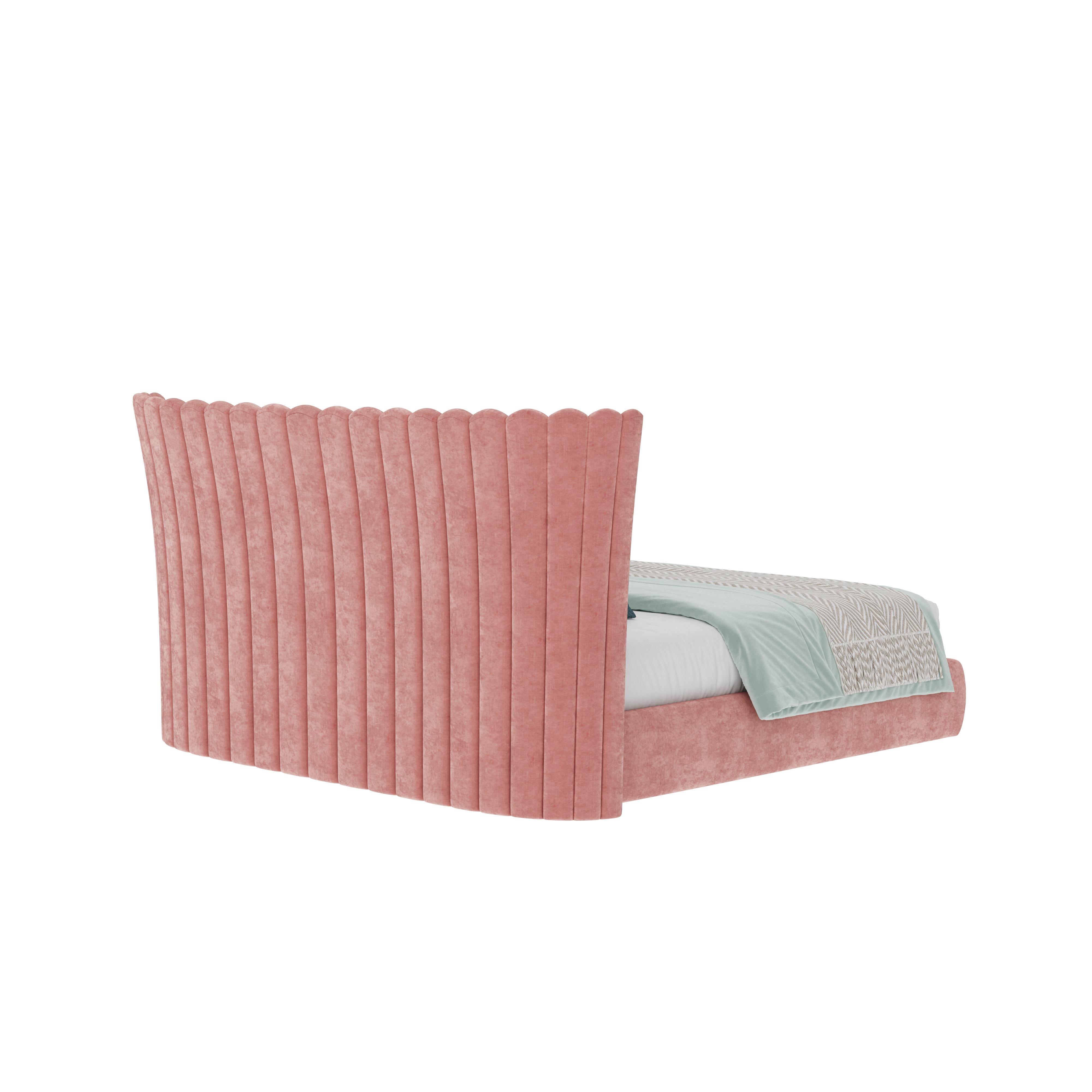 21st Century Mid-Century Modern Valerie Bed Cotton Velvet by Ottiu For Sale 1
