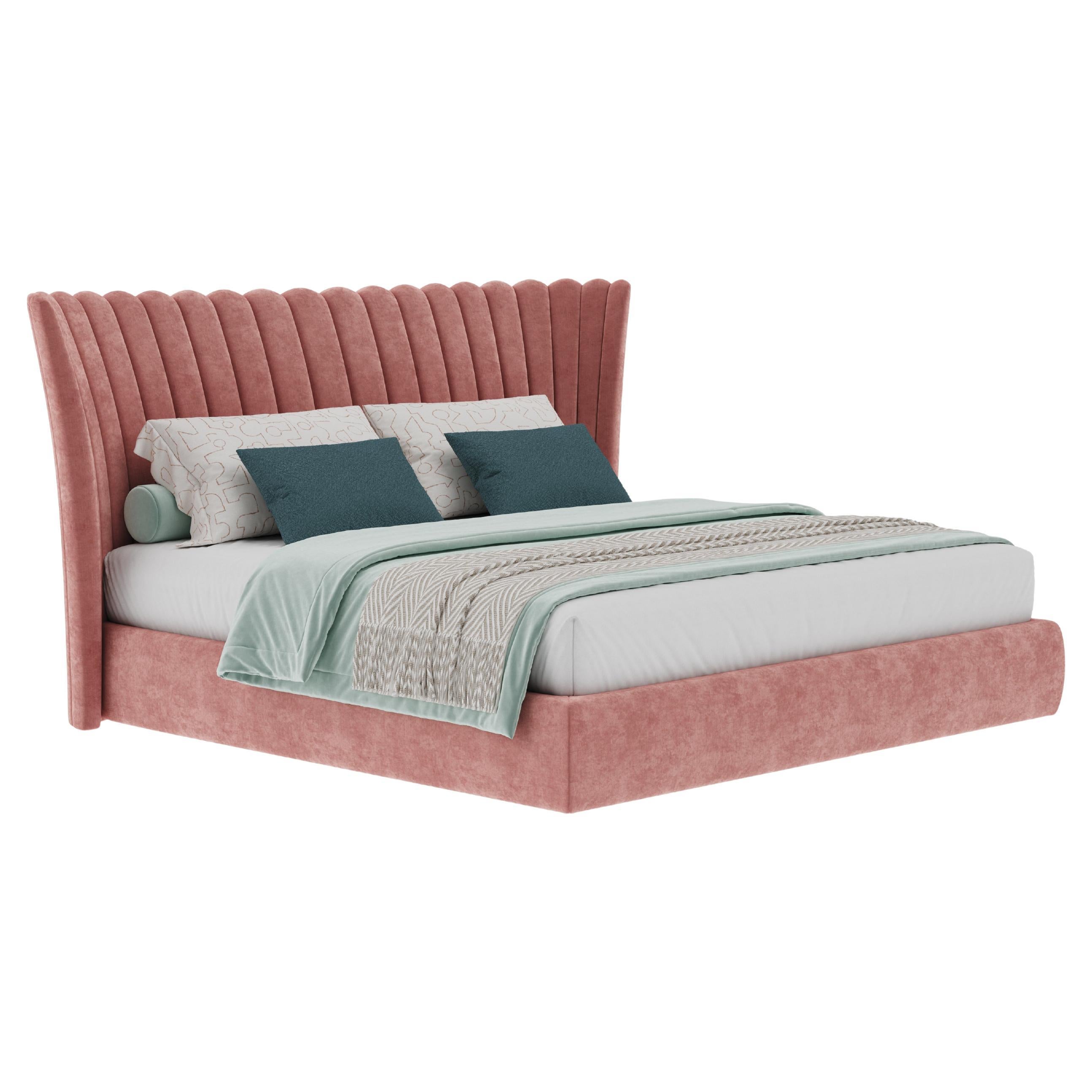 Valerie-Bett aus Baumwollsamt von Ottiu, Mid-Century Modern, 21. Jahrhundert