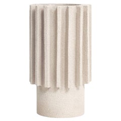 21st Century Mille-Pattes 'L' Vase in White Ceramic, Hand-Crafted in France