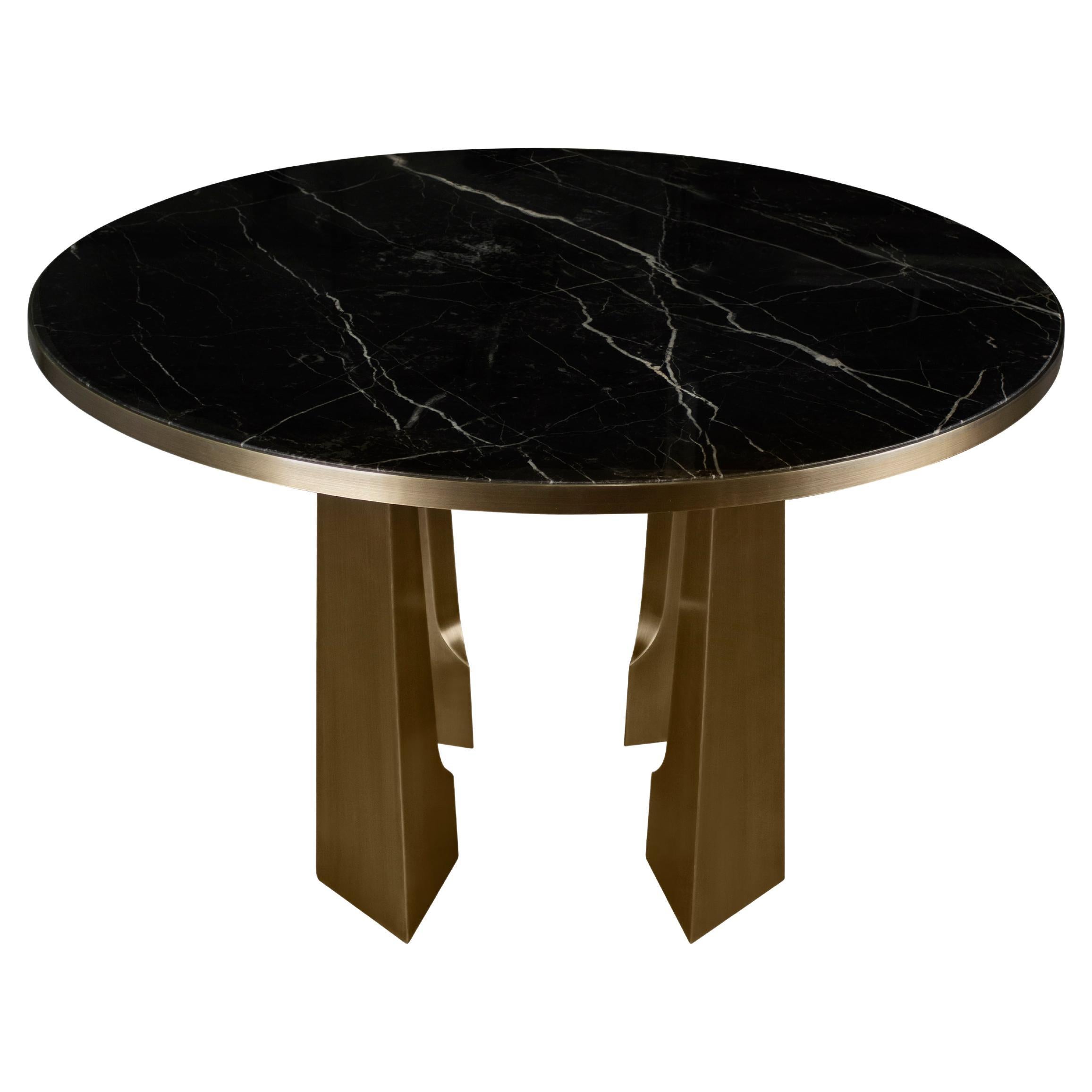 21st Century Mills Dining Table Brass And Marble