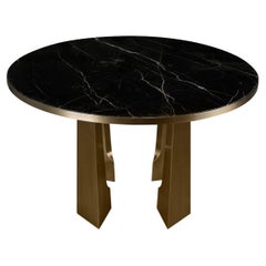 Table de salle à manger Moulins du 21e siècle en laiton et marbre