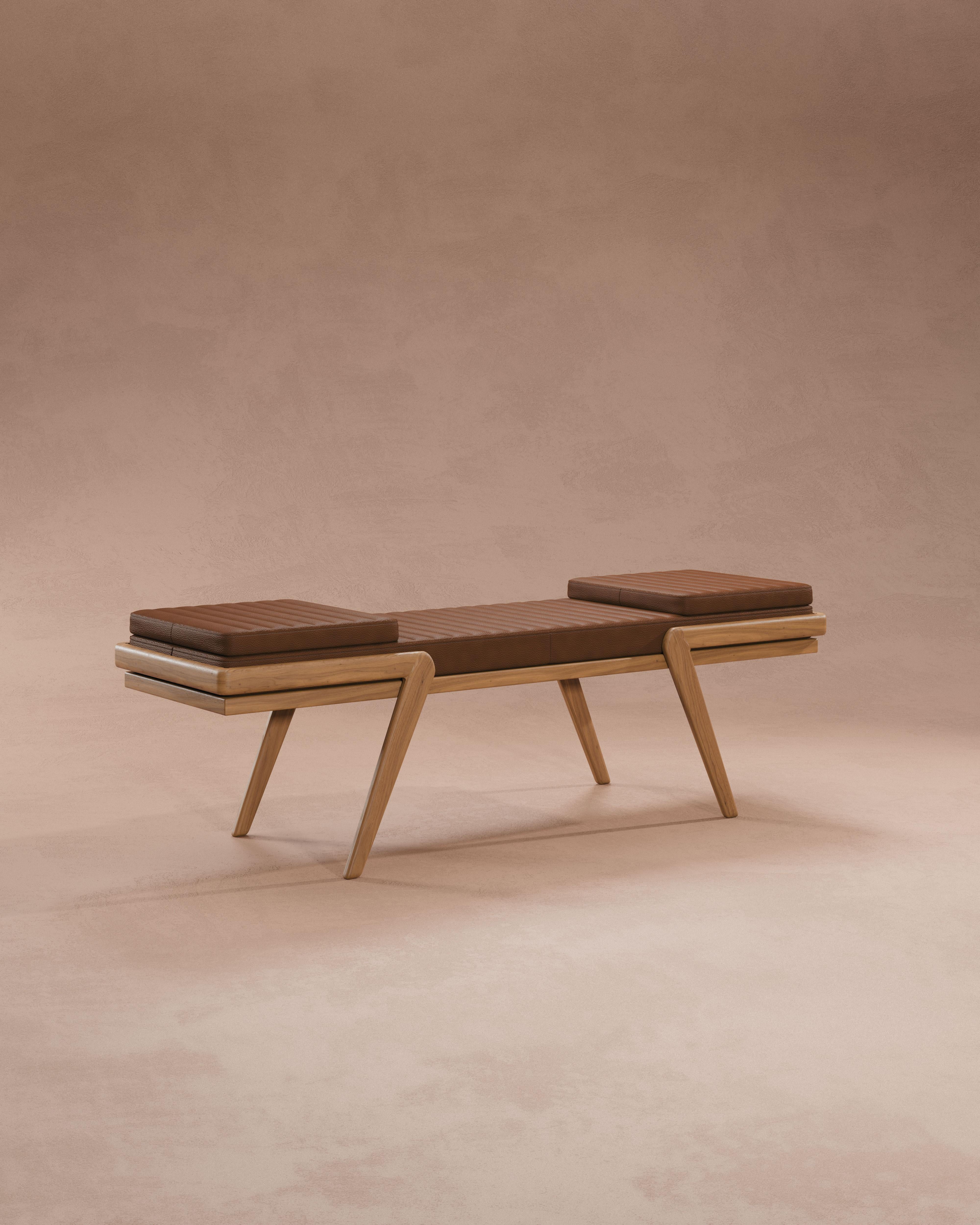 Banc Milton du 21e siècle en bois de noyer Fabriqué au Portugal par Wood Tailors Club en vente 3