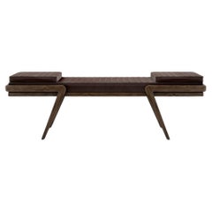 21st Century Milton Bench Walnut Wood Made in Portugal by Wood Tailors Club