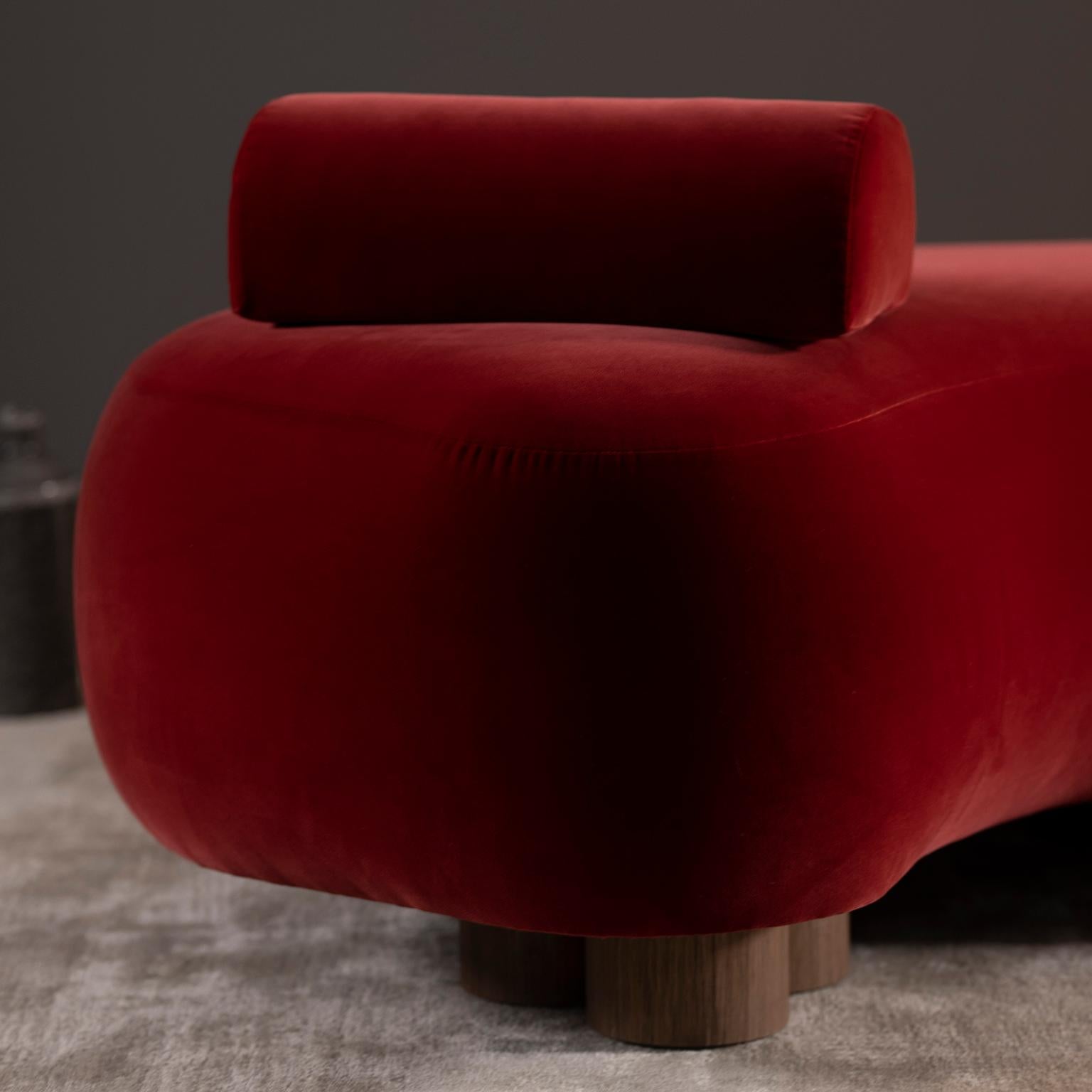 Modern Minho Chaise Lounge, DEDAR Velvet, Handmade Portugal Greenapple For Sale 6