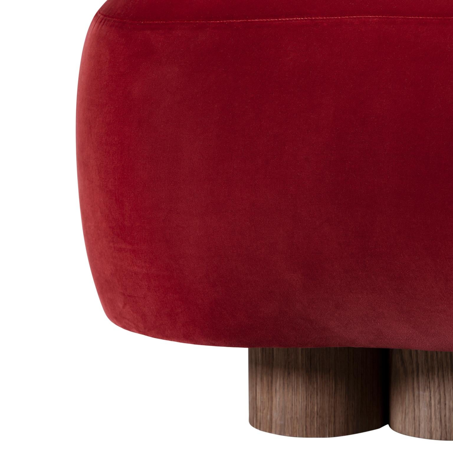 Walnut Modern Minho Chaise Lounge, DEDAR Velvet, Handmade Portugal Greenapple For Sale