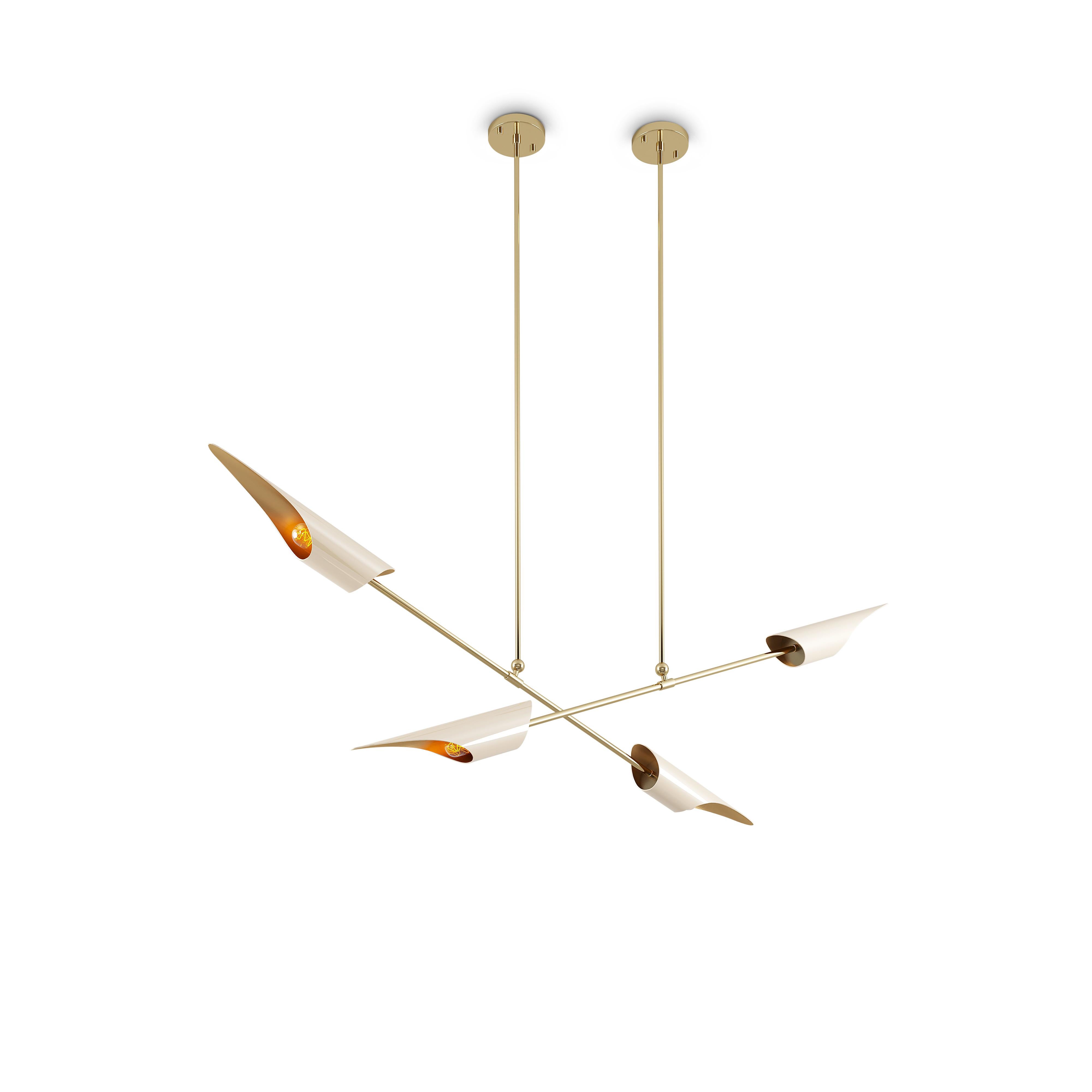 21st Century Minimal Swan Pendant Lamp Brass by Creativemary For Sale 7