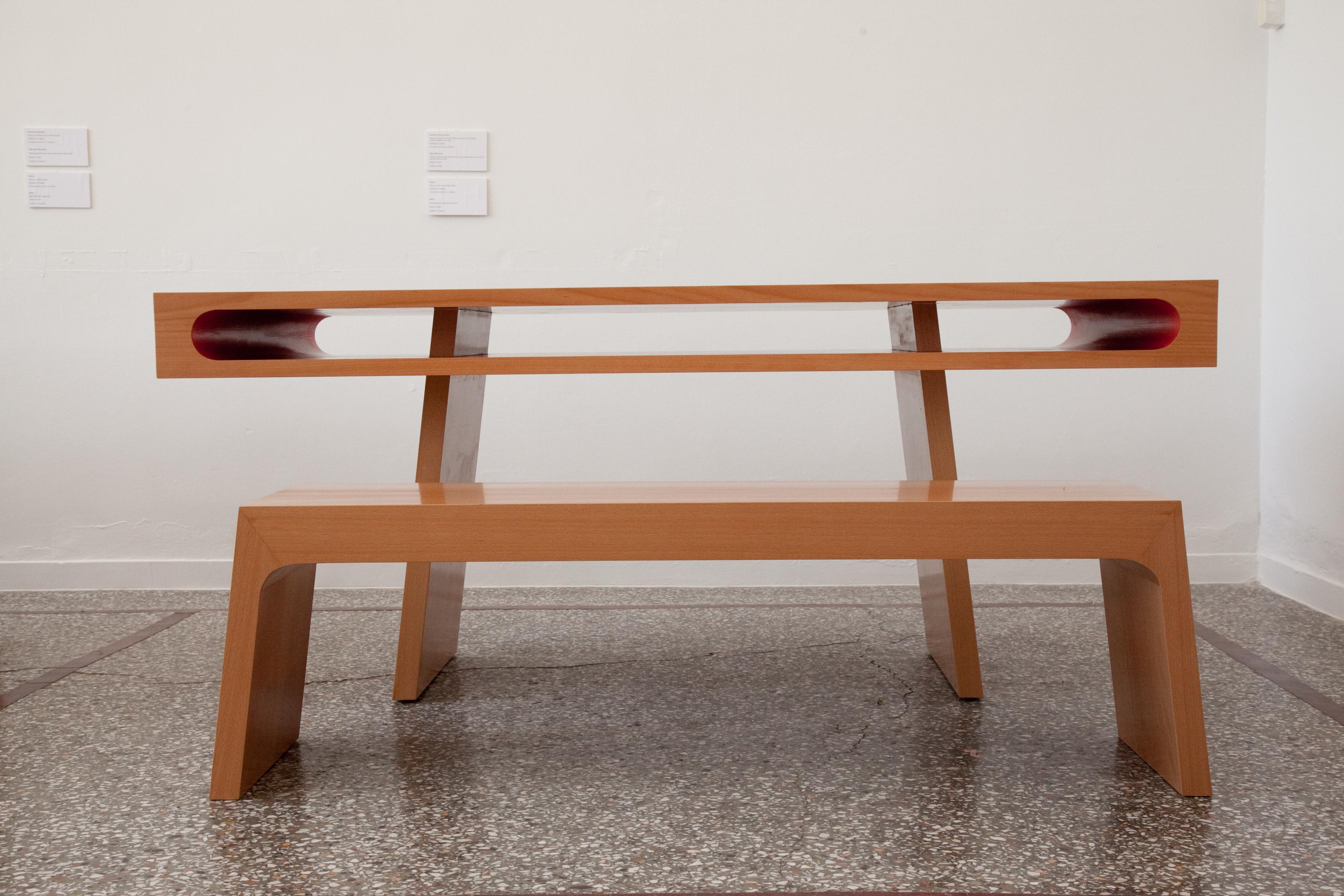 21st Century, Minimalist, European, Handmade Bench Lined with Beechwood In Excellent Condition For Sale In Tinos, Cyclades