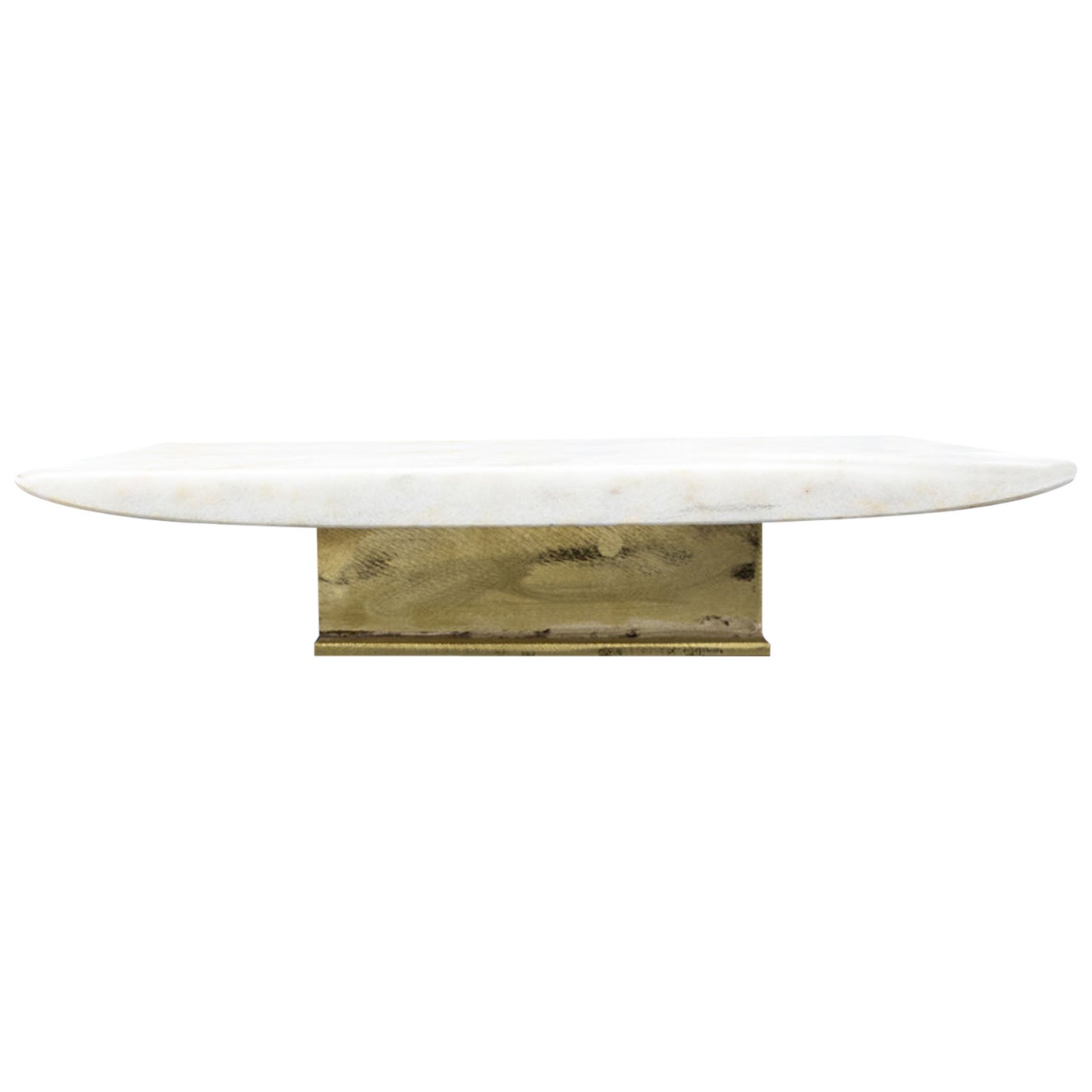 Contemporary 21st Century, Minimalist, European Serveware, White Greek Marble and Bronze For Sale