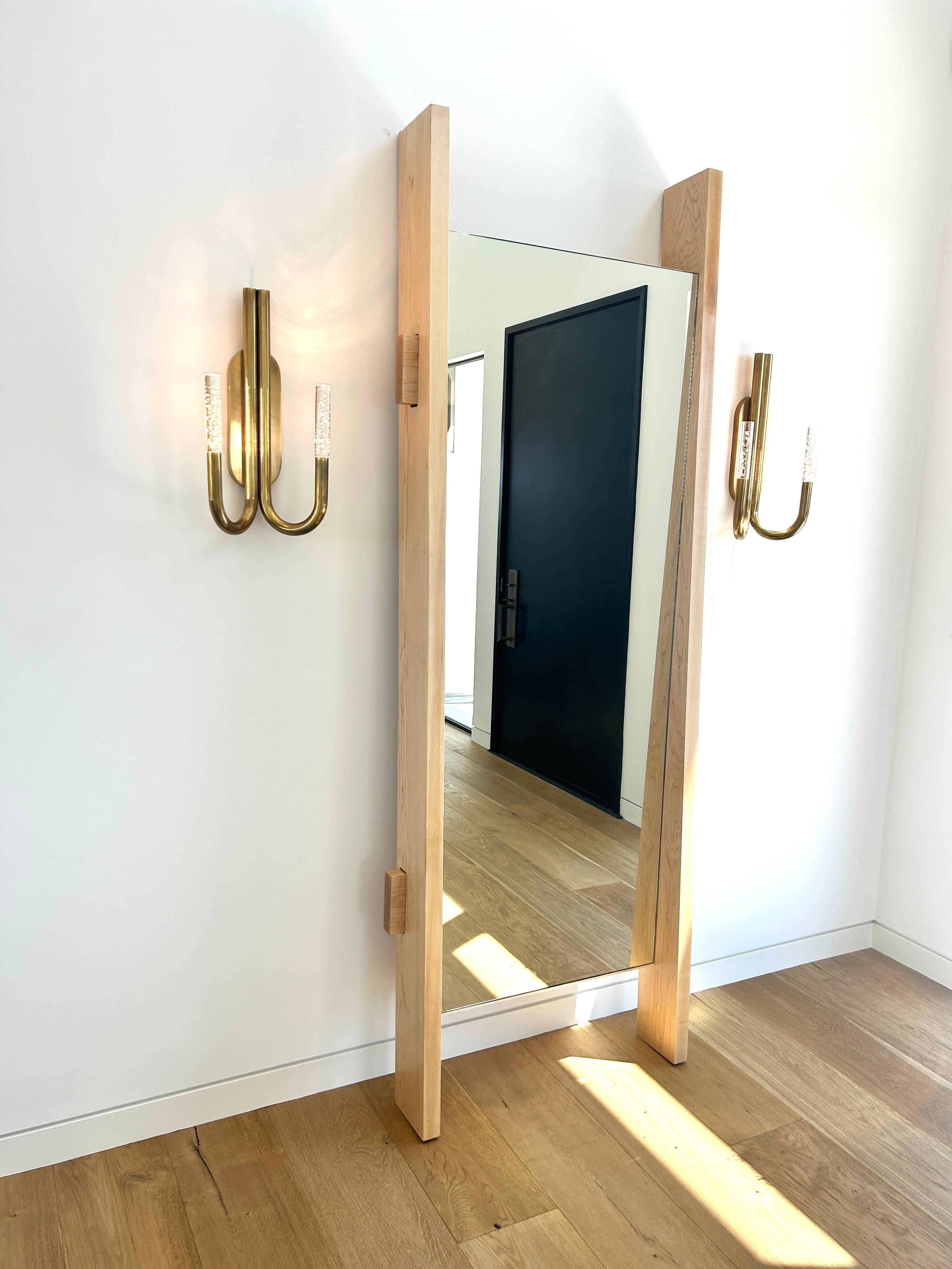 Woodwork 21st Century Minimalist Foyer Mirror For Sale