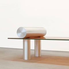 21st Century Minimalist Solid Aluminium and Glass, Day Bed