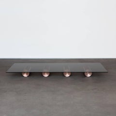 21st Century Minimalist Solid Copper and Glass, Low Coffee Table