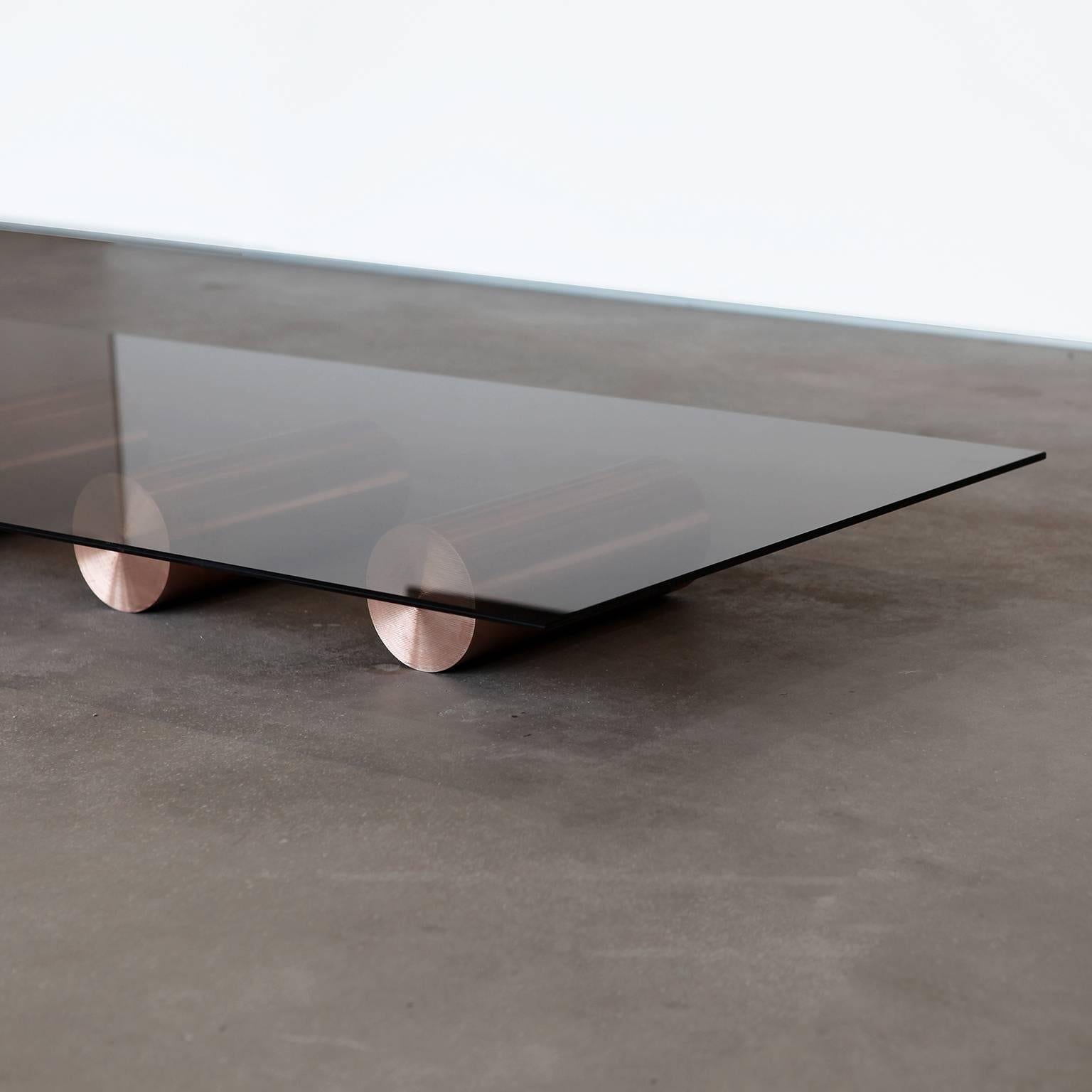 21st Century Minimalist Solid Copper and Glass, Low Coffee Table In New Condition For Sale In Paris, FR