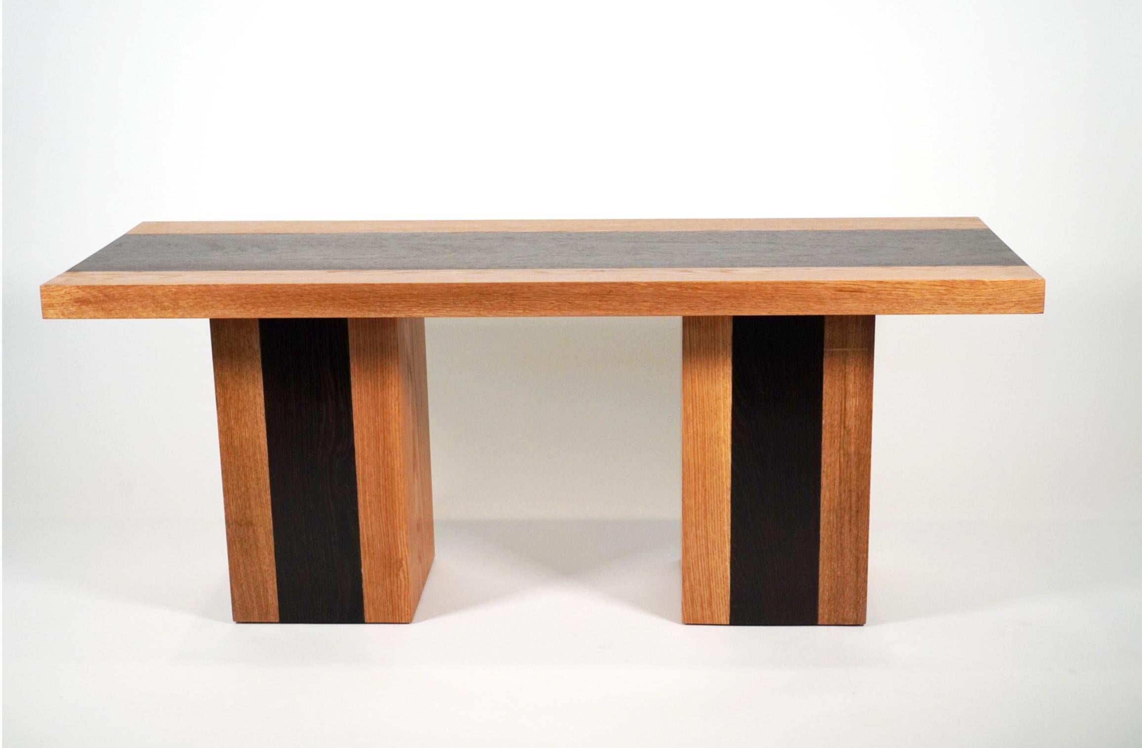 American 21st Century Minimalist Wenge and White Oak Plank Bench For Sale