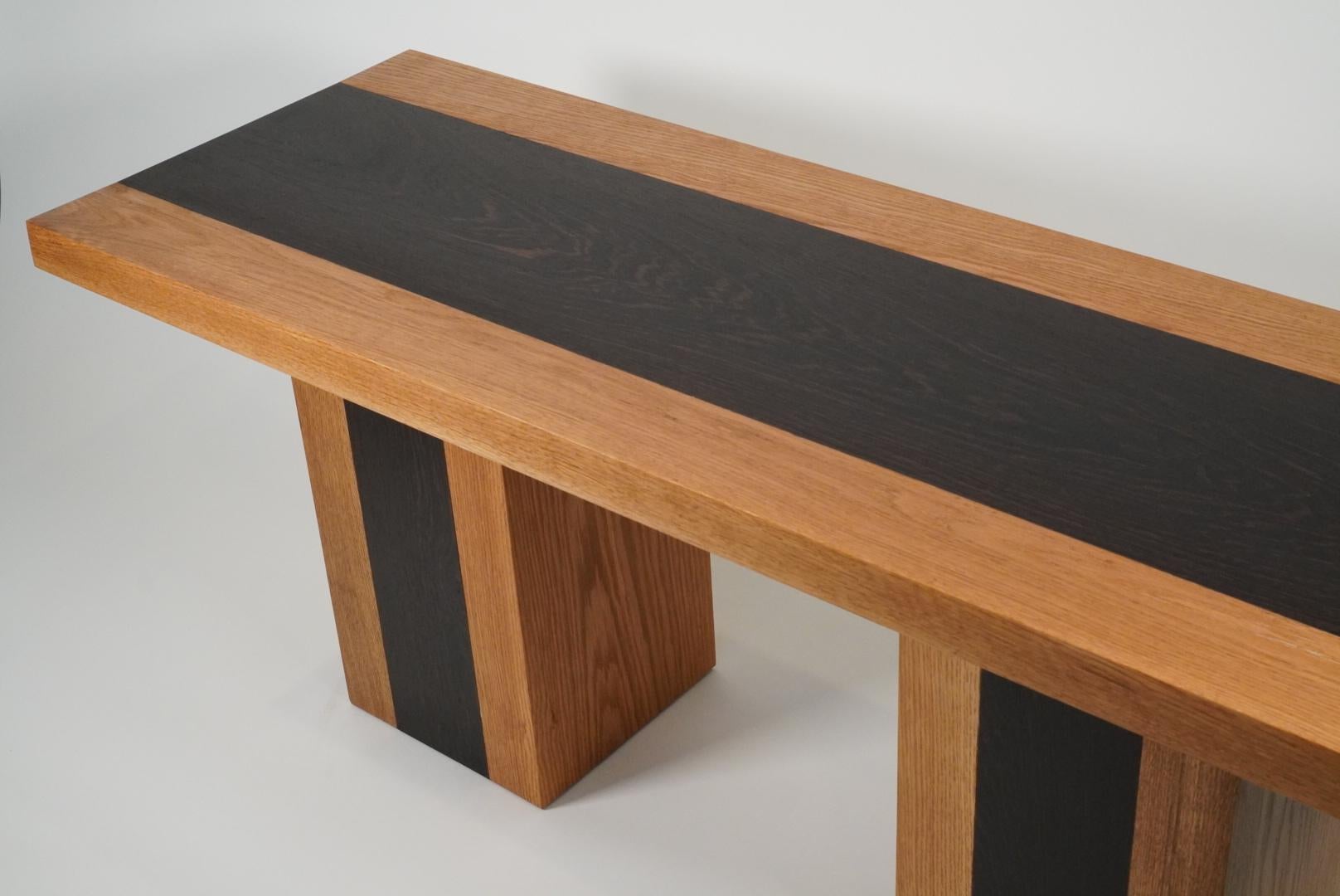 21st Century Minimalist Wenge and White Oak Plank Bench For Sale 1