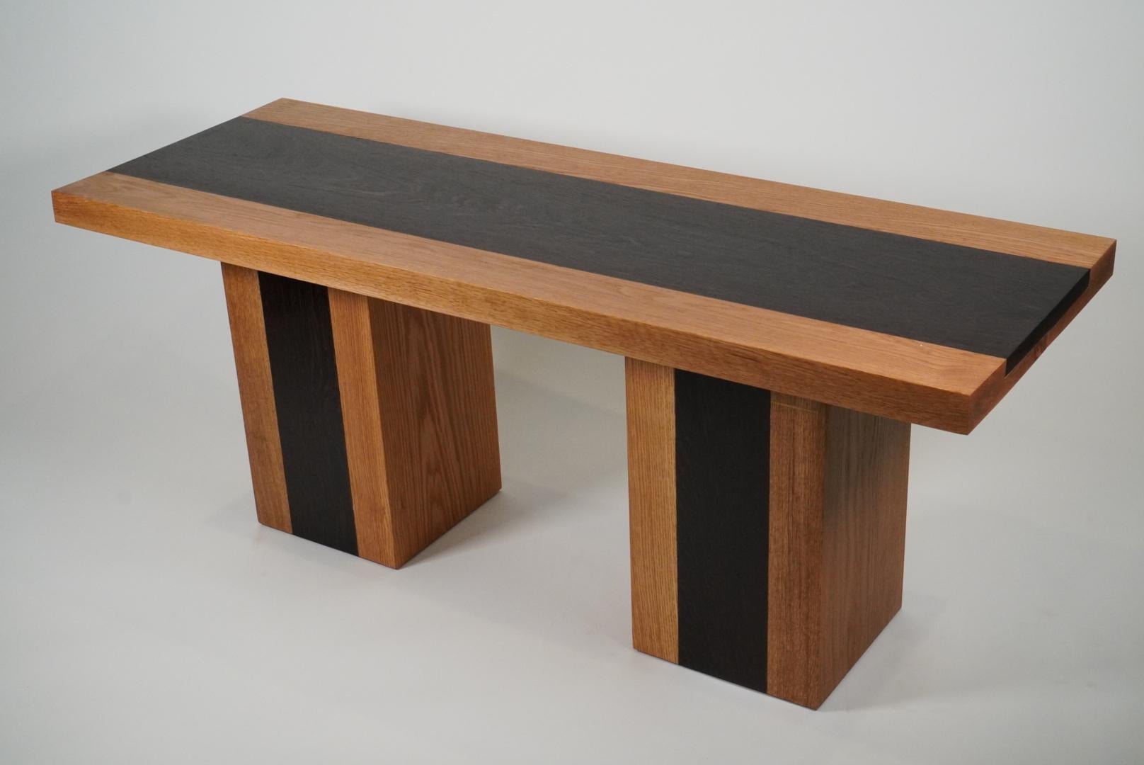 21st Century Minimalist Wenge and White Oak Plank Bench For Sale 2