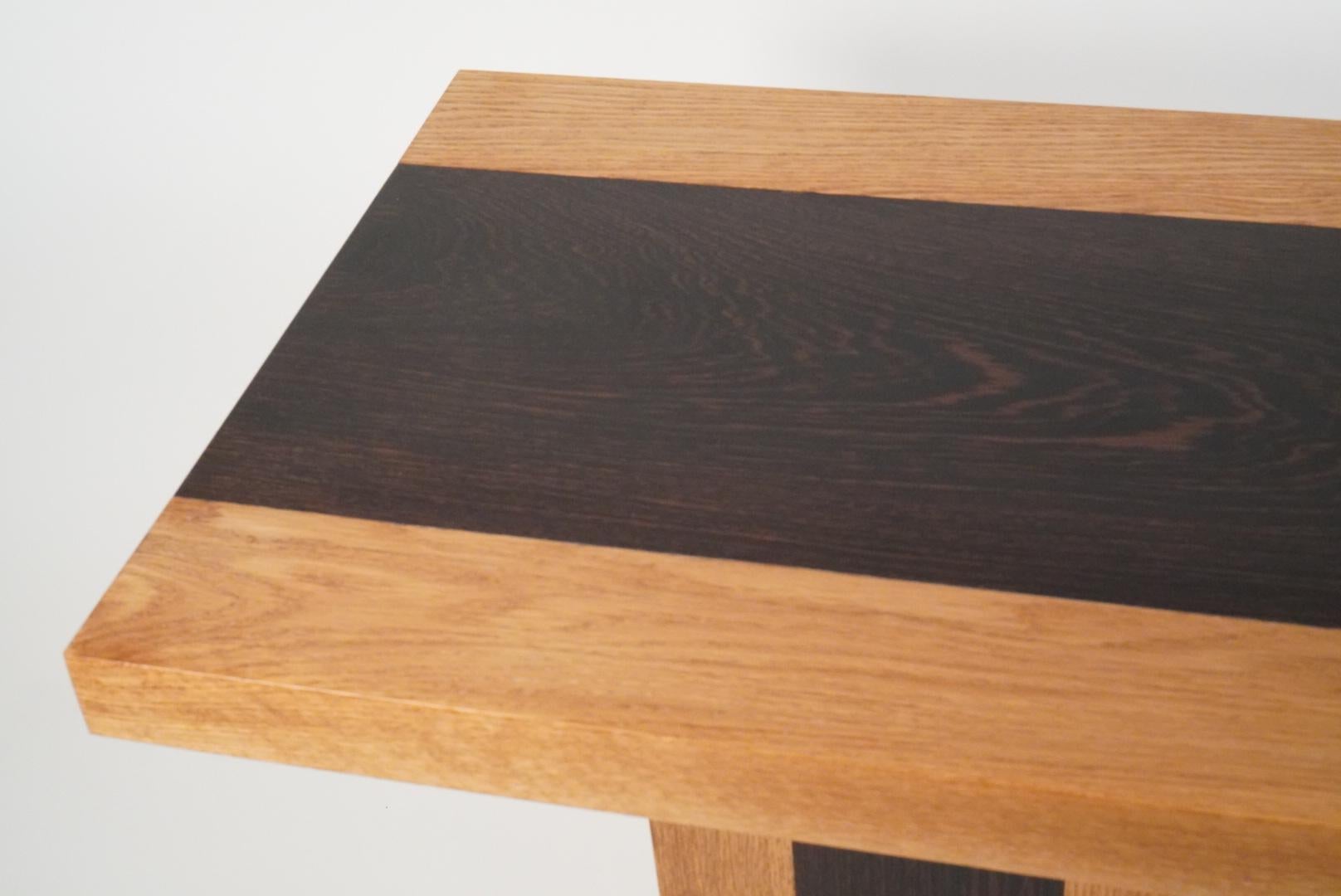 21st Century Minimalist Wenge and White Oak Plank Bench For Sale 3