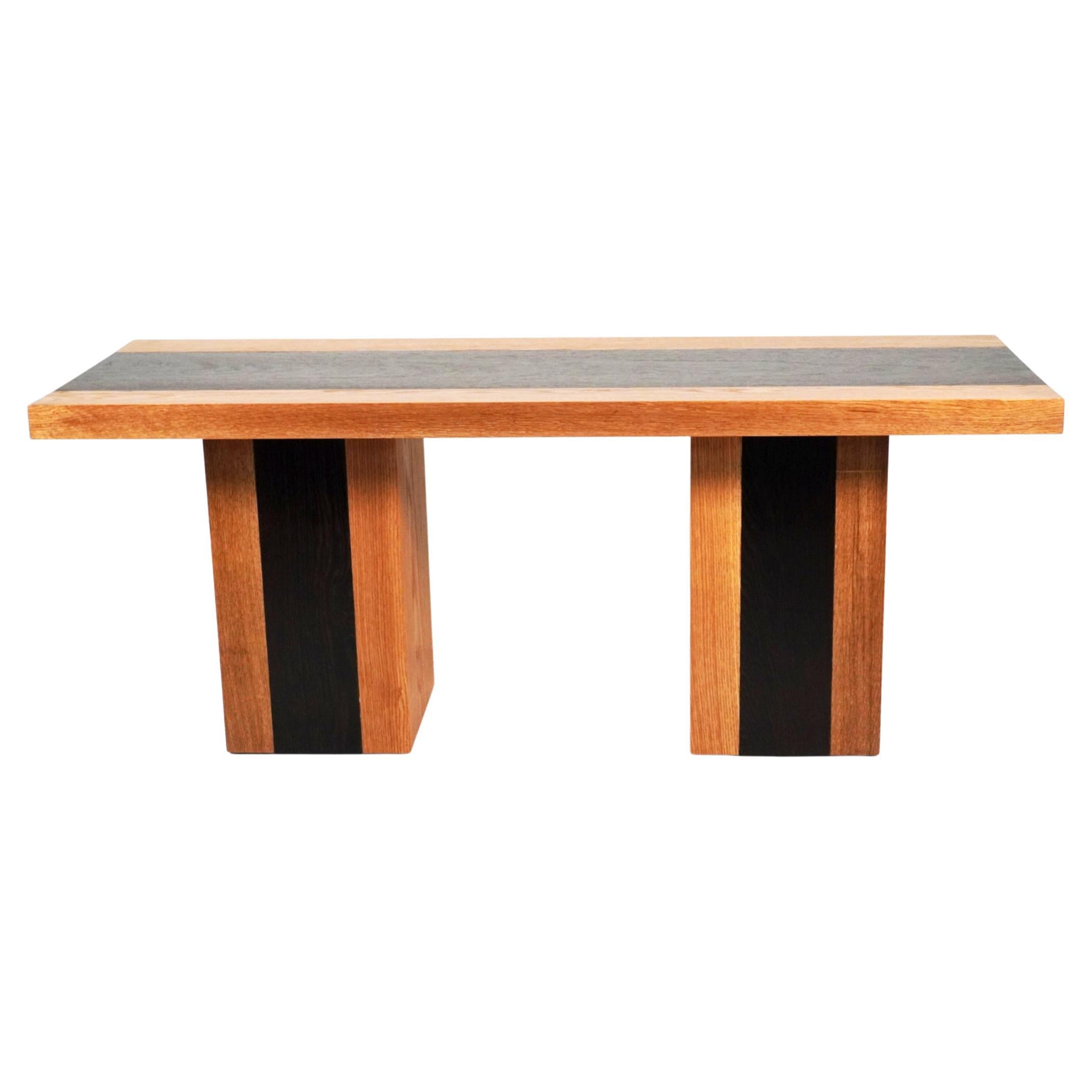 21st Century Minimalist Wenge and White Oak Plank Bench For Sale