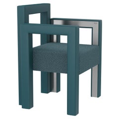 21st Century Mirage Dining Chair Brushed Silver Steel Genuine Leather Bouclé