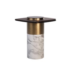 21st Century Mississippi Side Table Marble Brass Glass