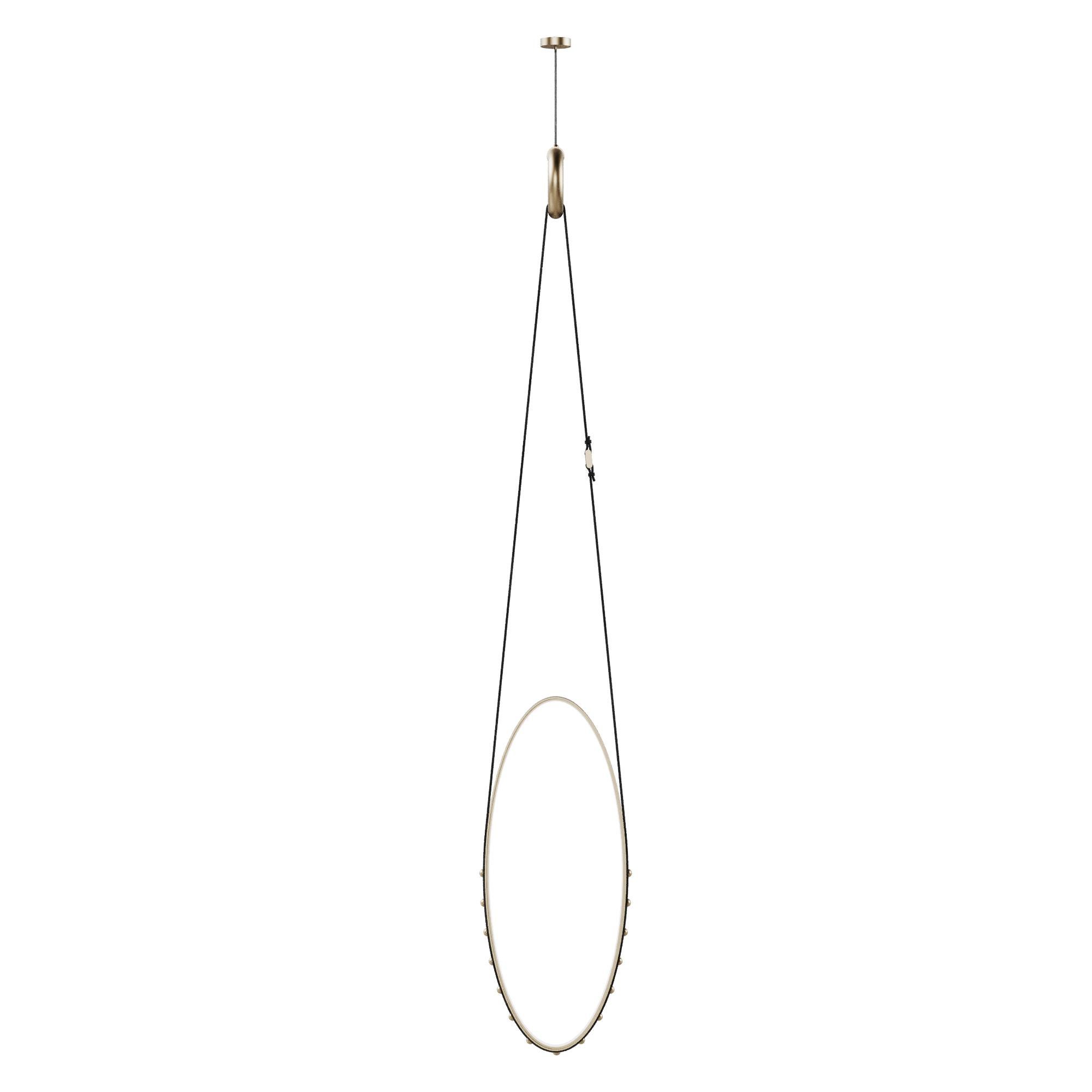 Portuguese 21st Century Missouri II Pendant Lamp Brass Leather Made in Portugal by Porus For Sale