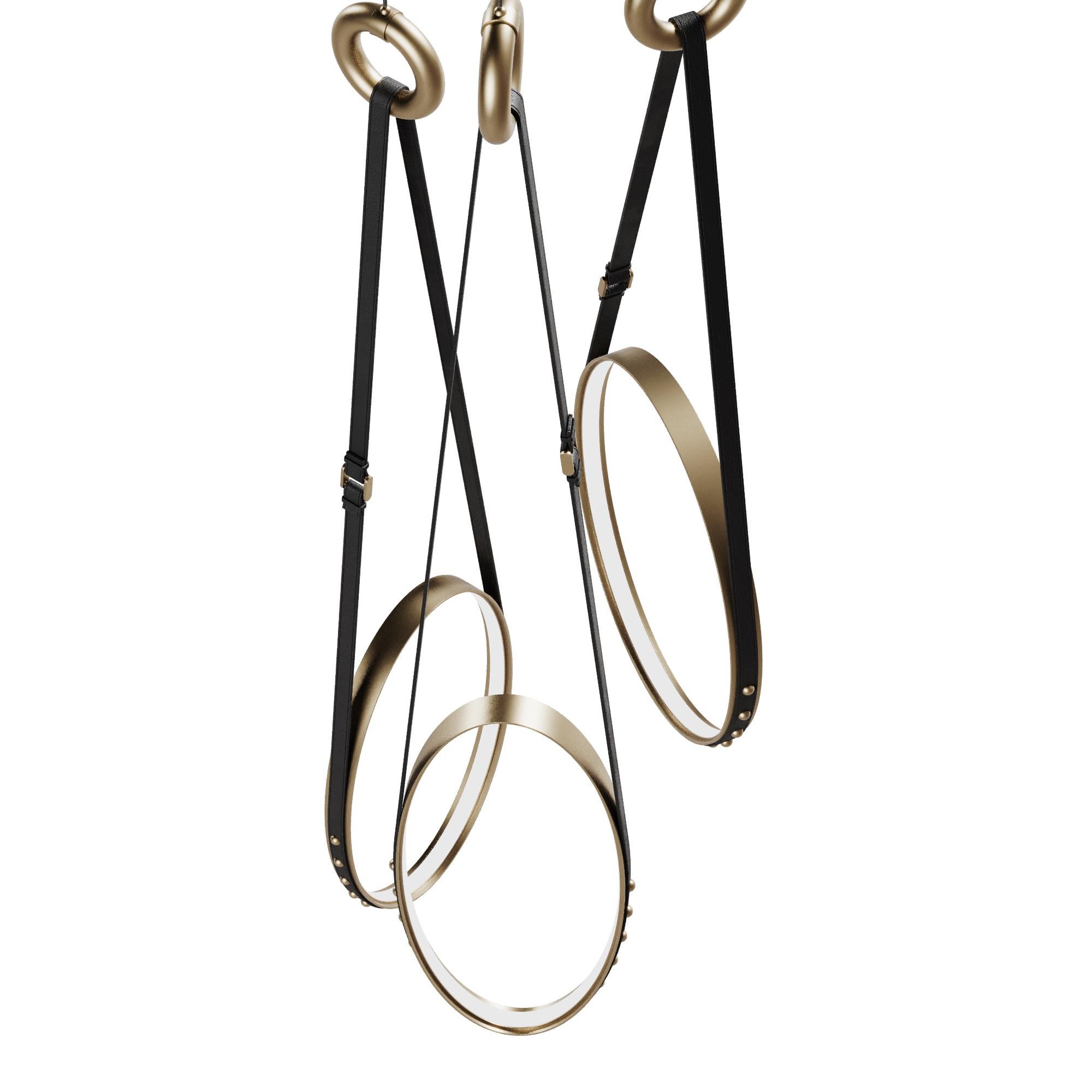21st Century Missouri II Pendant Lamp Brass Leather Made in Portugal by Porus For Sale 2