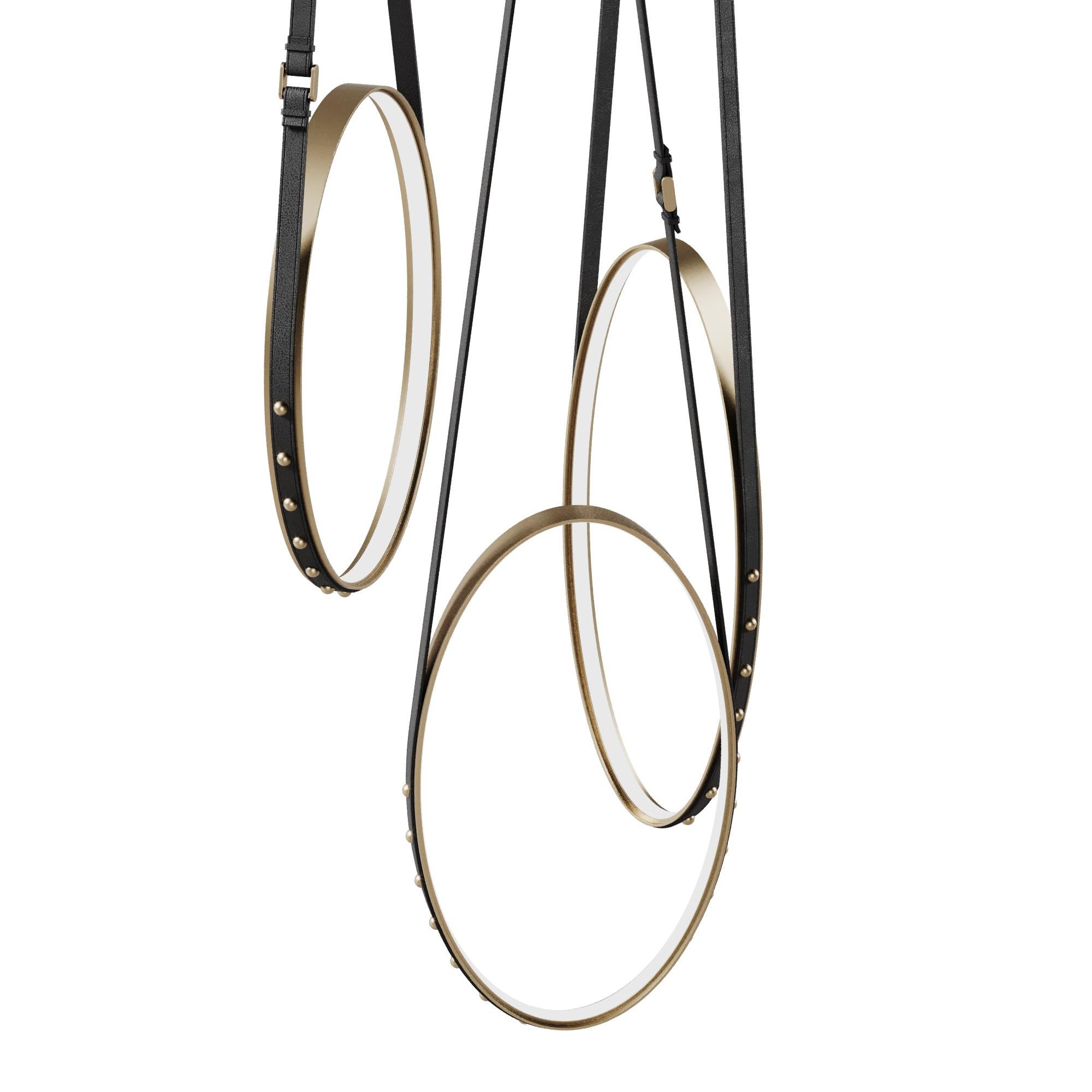 21st Century Missouri II Pendant Lamp Brass Leather Made in Portugal by Porus For Sale 3