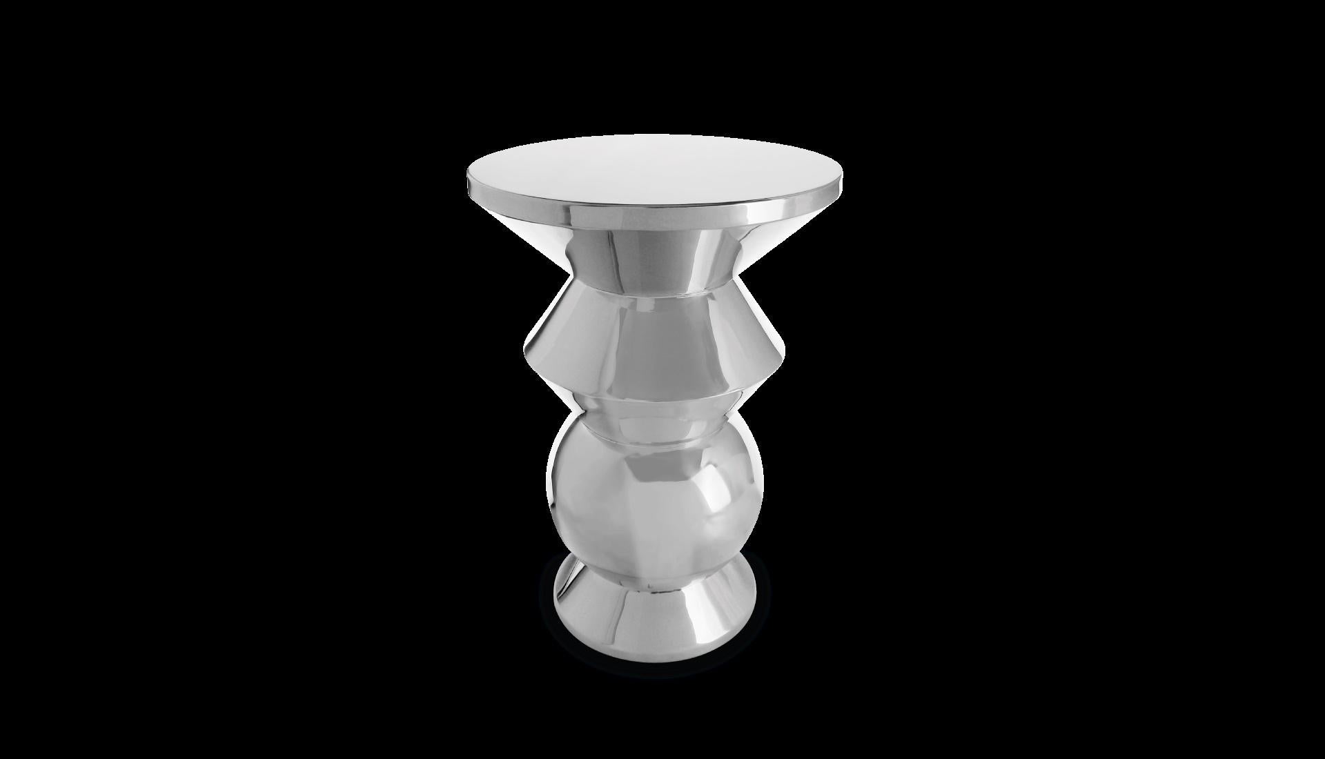 21st Century Mist Stool Nickel-Plated Brass by Malabar In New Condition For Sale In RIO TINTO, PT