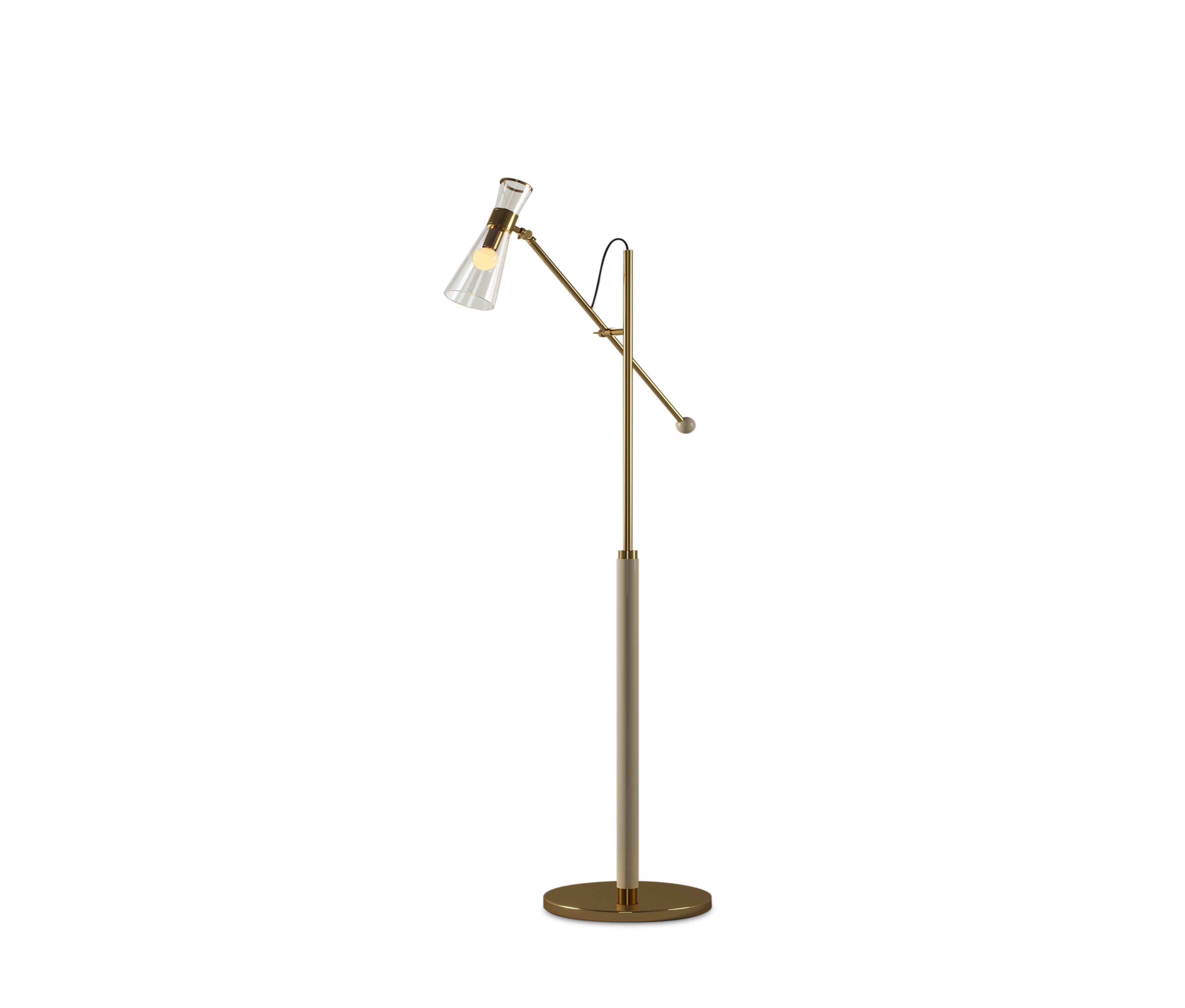 21st Century Mitte Floor Lamp Brass Glass In New Condition For Sale In RIO TINTO, PT