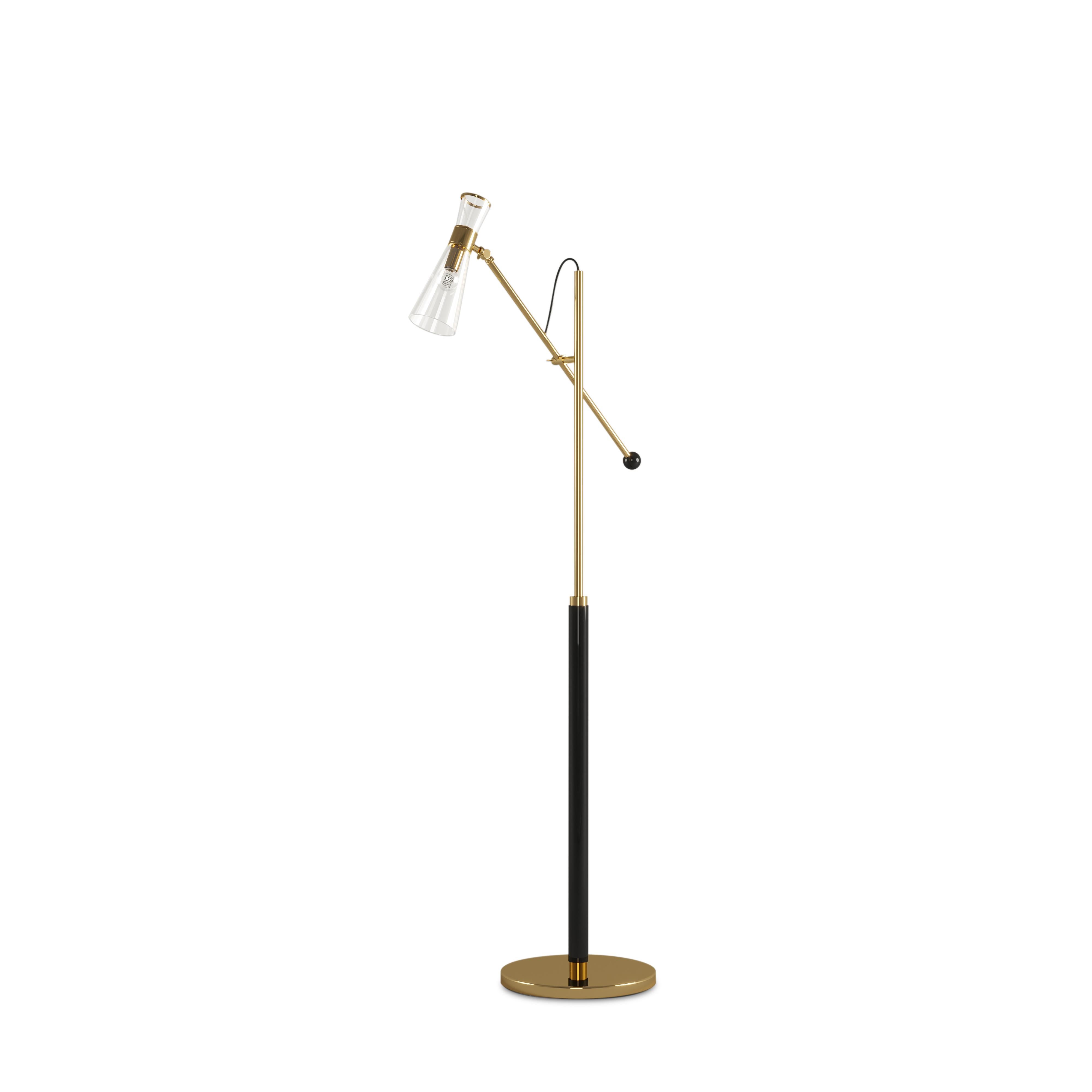 Contemporary 21st Century Mitte Floor Lamp Brass Glass For Sale