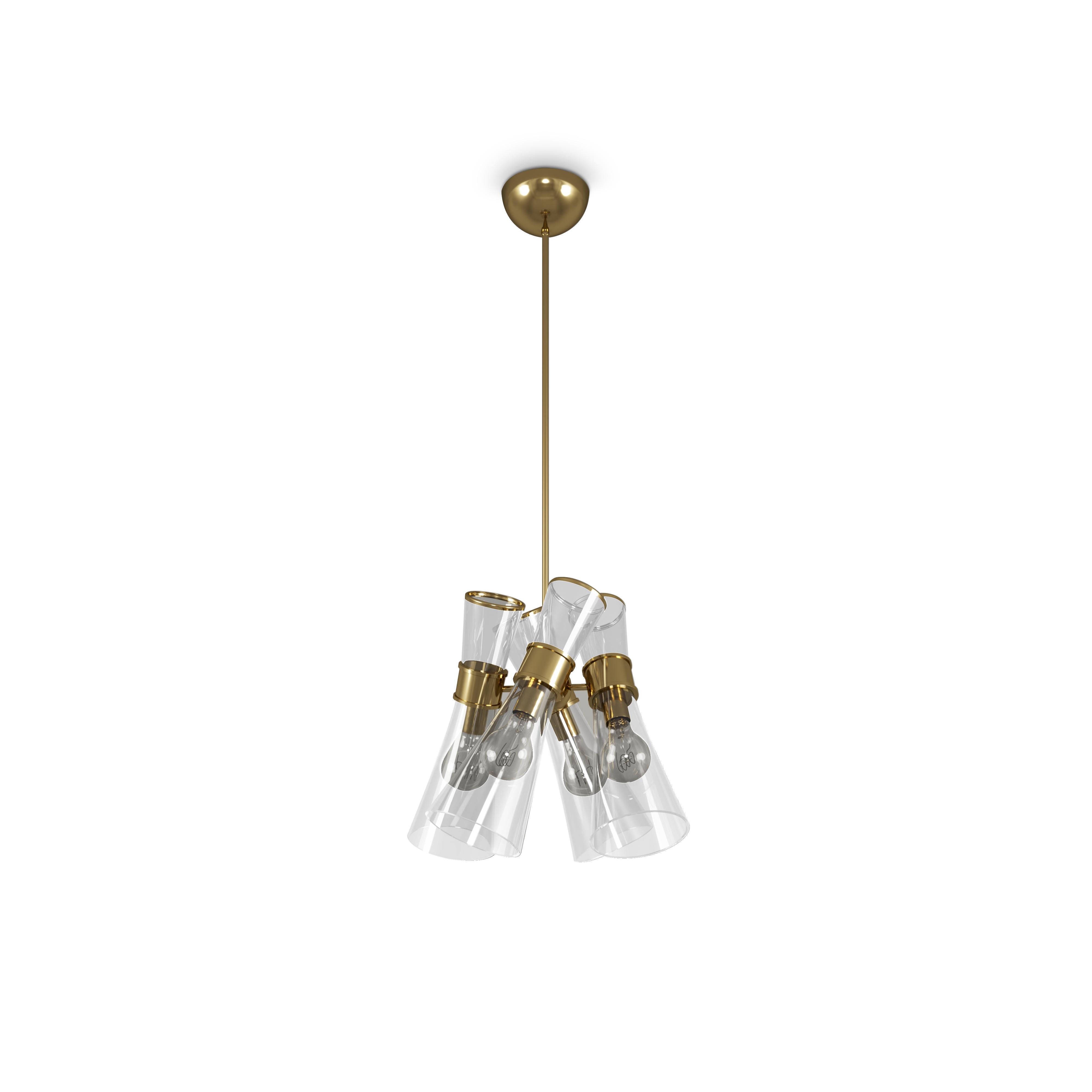Portuguese 21st Century Mitte II Suspension Lamp Brass Glass For Sale