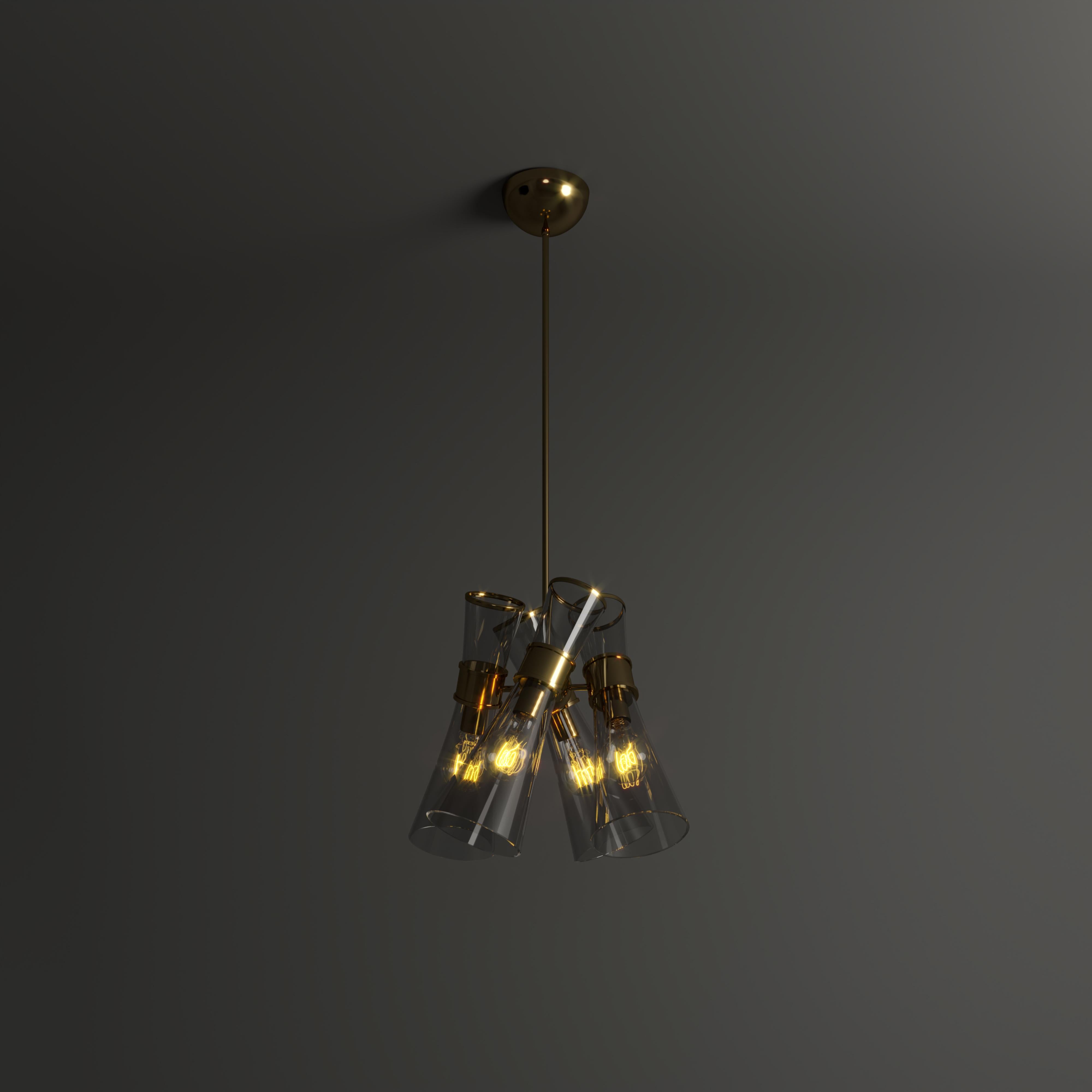 21st Century Mitte II Suspension Lamp Brass Glass In New Condition For Sale In RIO TINTO, PT