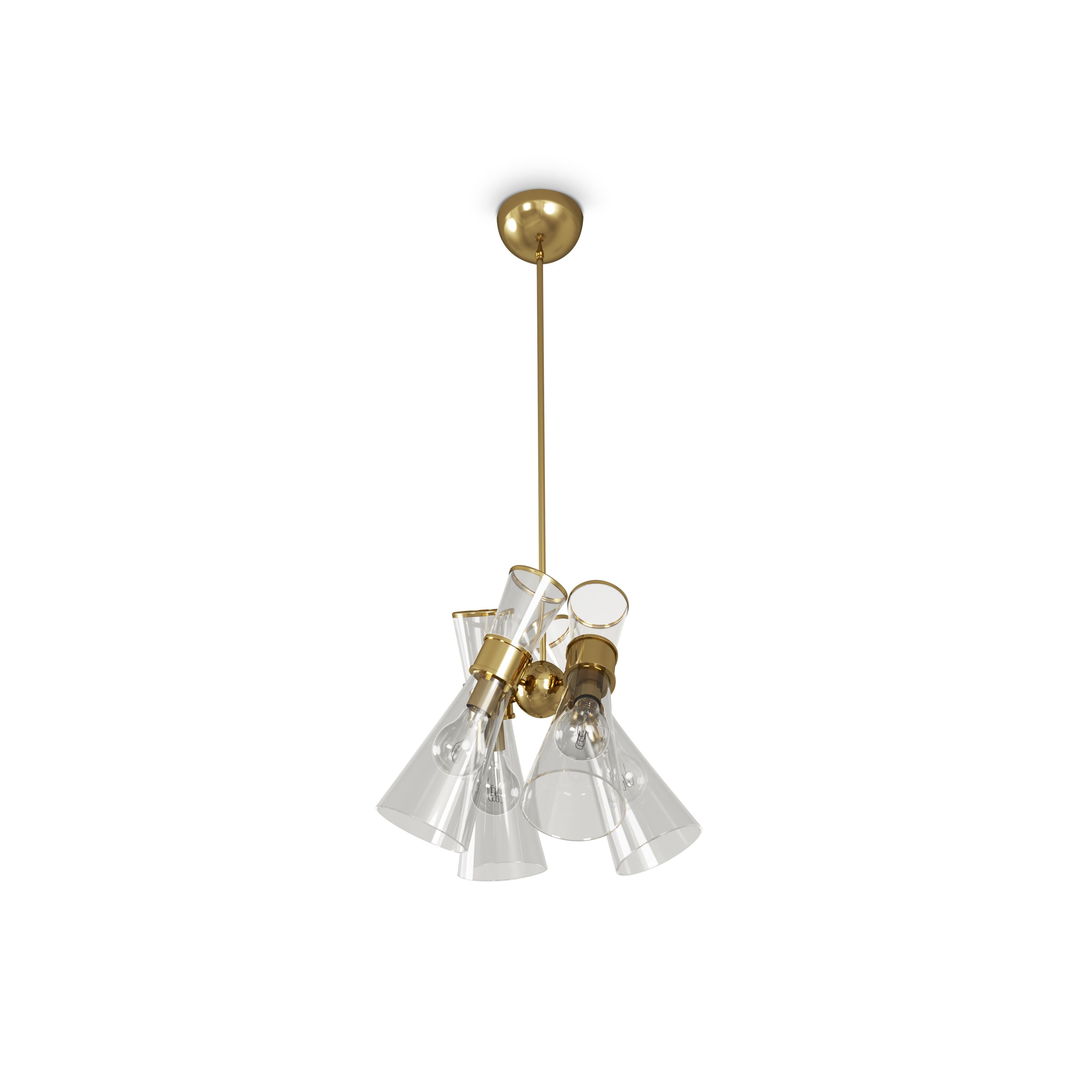 Contemporary 21st Century Mitte II Suspension Lamp Brass Glass For Sale