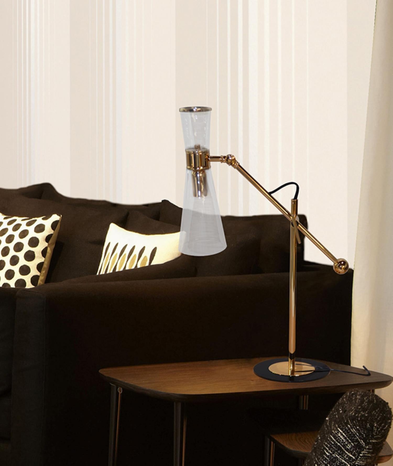 21st Century Mitte Table Lamp Brass Glass In New Condition For Sale In RIO TINTO, PT