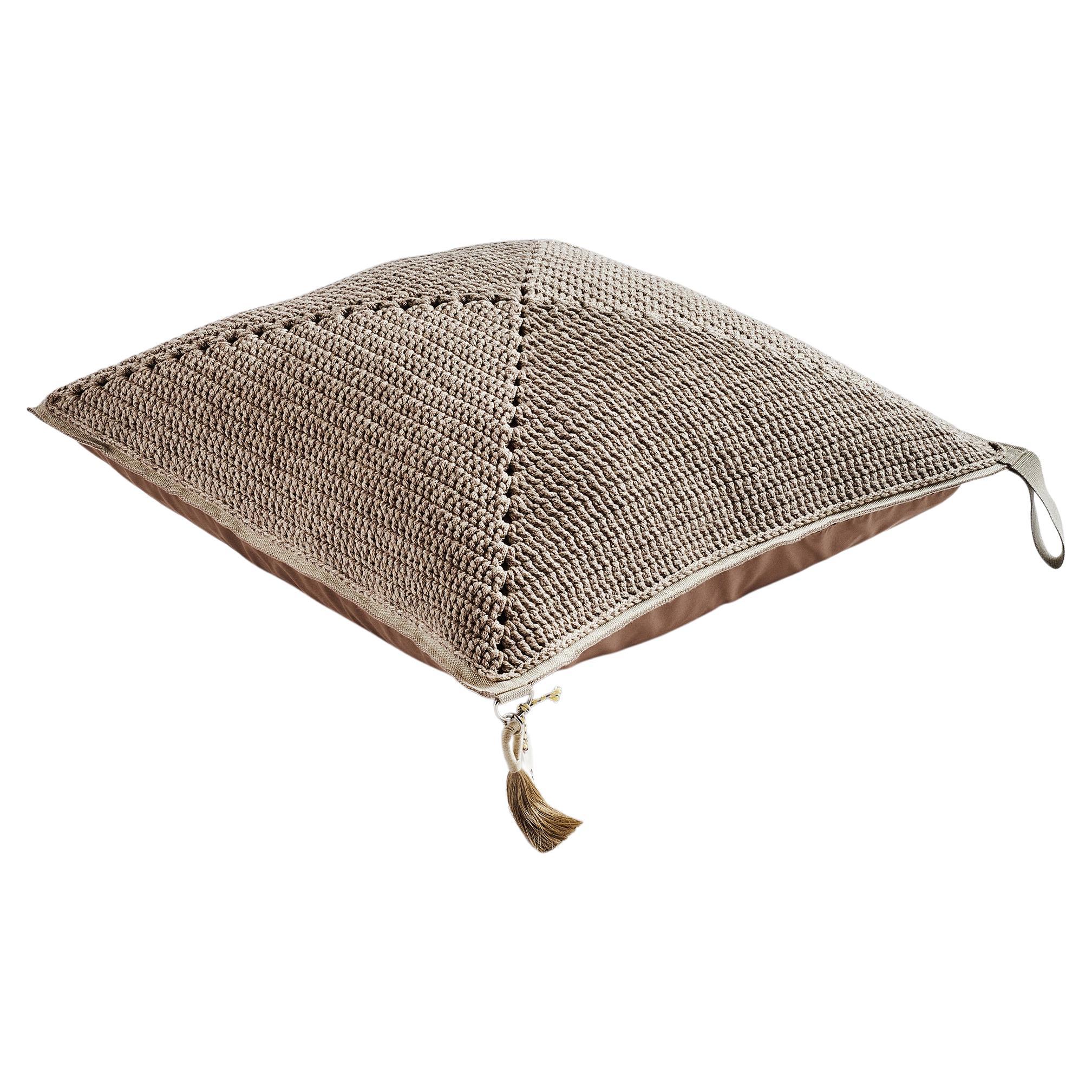 21st Century Mocha Outdoor Indoor Handmade Square Floor Cushion