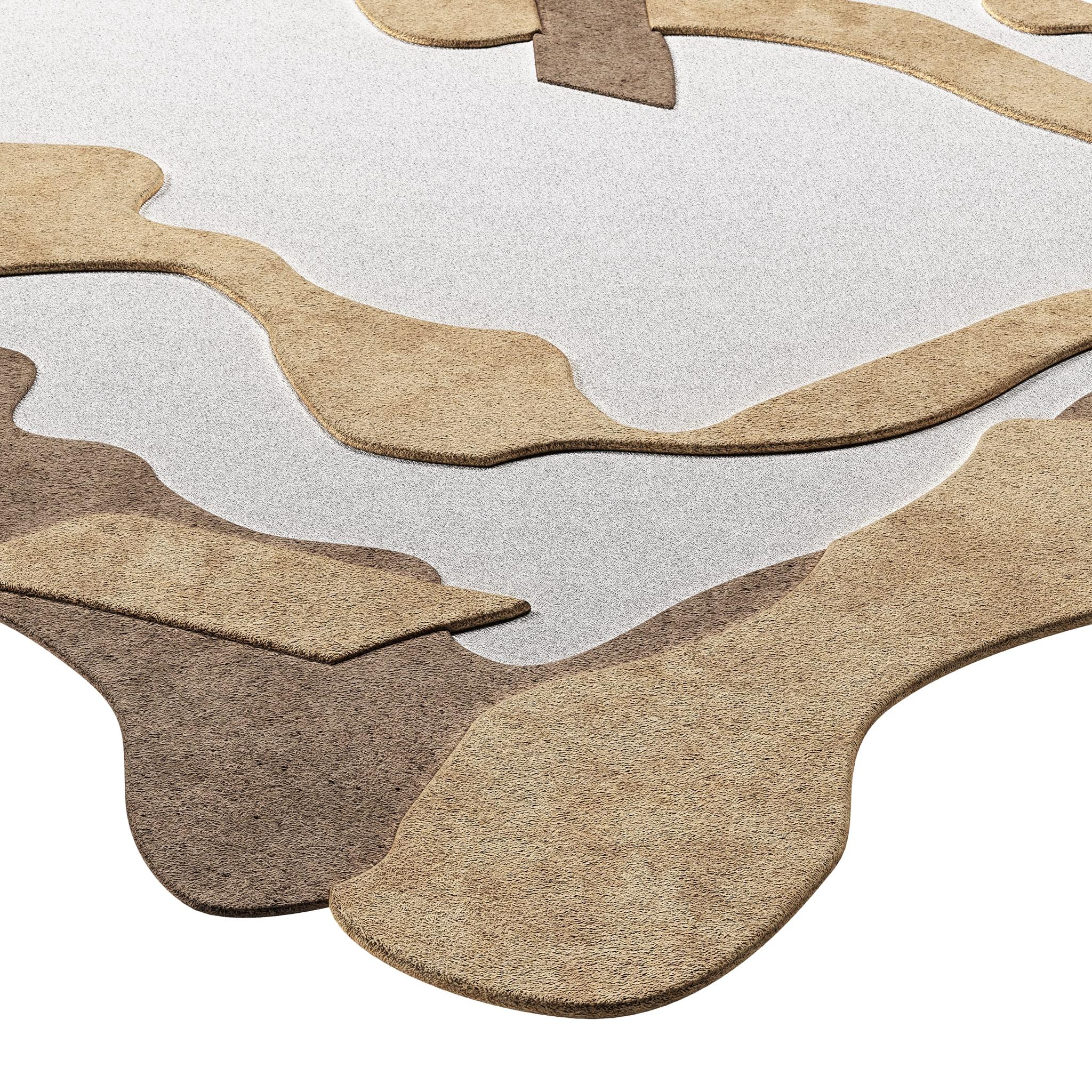 Tapis Pastel #01 è un tappeto color pastello che mescola vibrazioni moderne di metà secolo con lo stile Memphis Design. La combinazione di tonalità sabbiose e cremose aggiunge eleganza e romanticismo alla stanza.
Questo tappeto pastello ha una forma