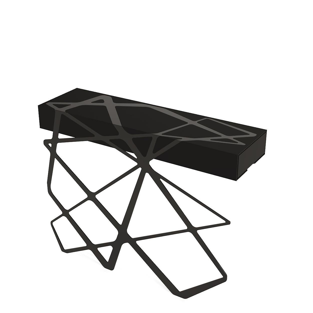 Portuguese Organic Modern Accent Console Table High-Gloss Black Steel Matte Black Lacquer For Sale