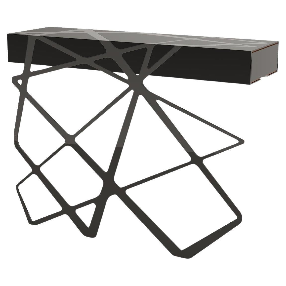 Organic Modern Console Table d'appoint Acier noir brillant Laque noire mate